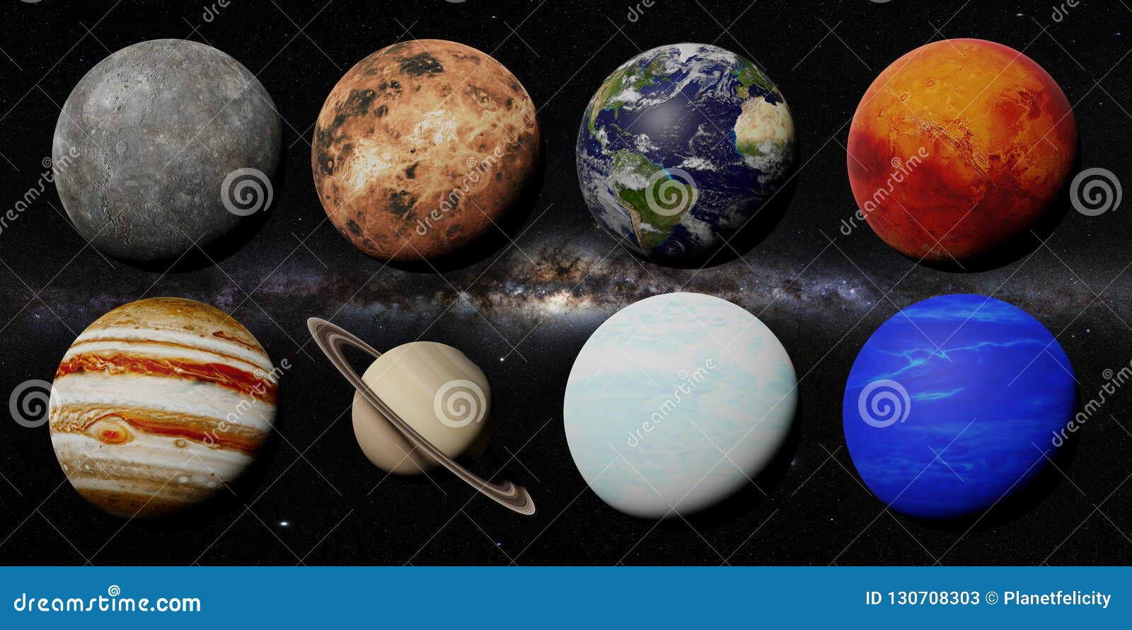 The Planets Of The Solar System In Front Of The Milky Way