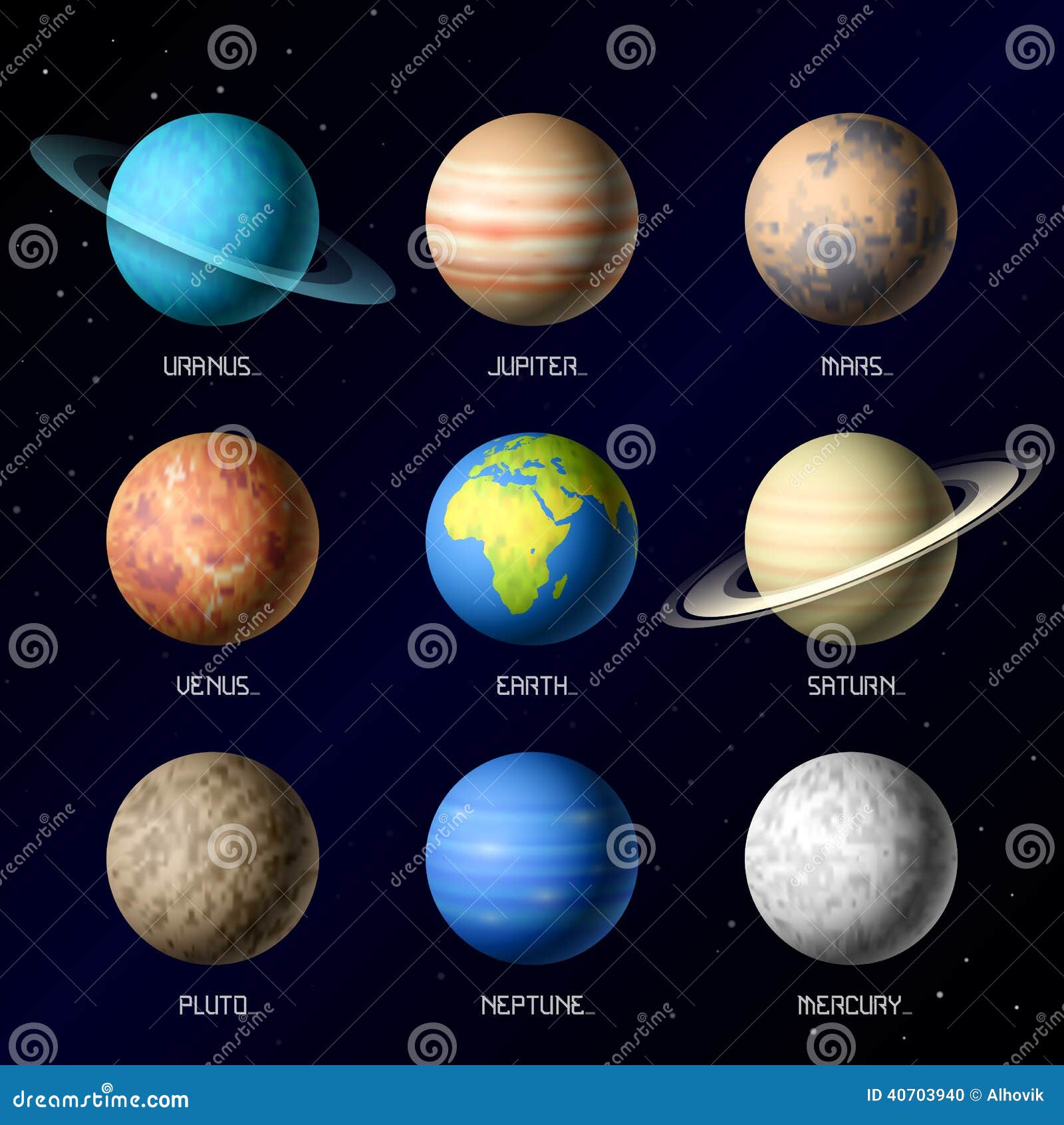 The Planets Of The Solar System Illustration In Original Style