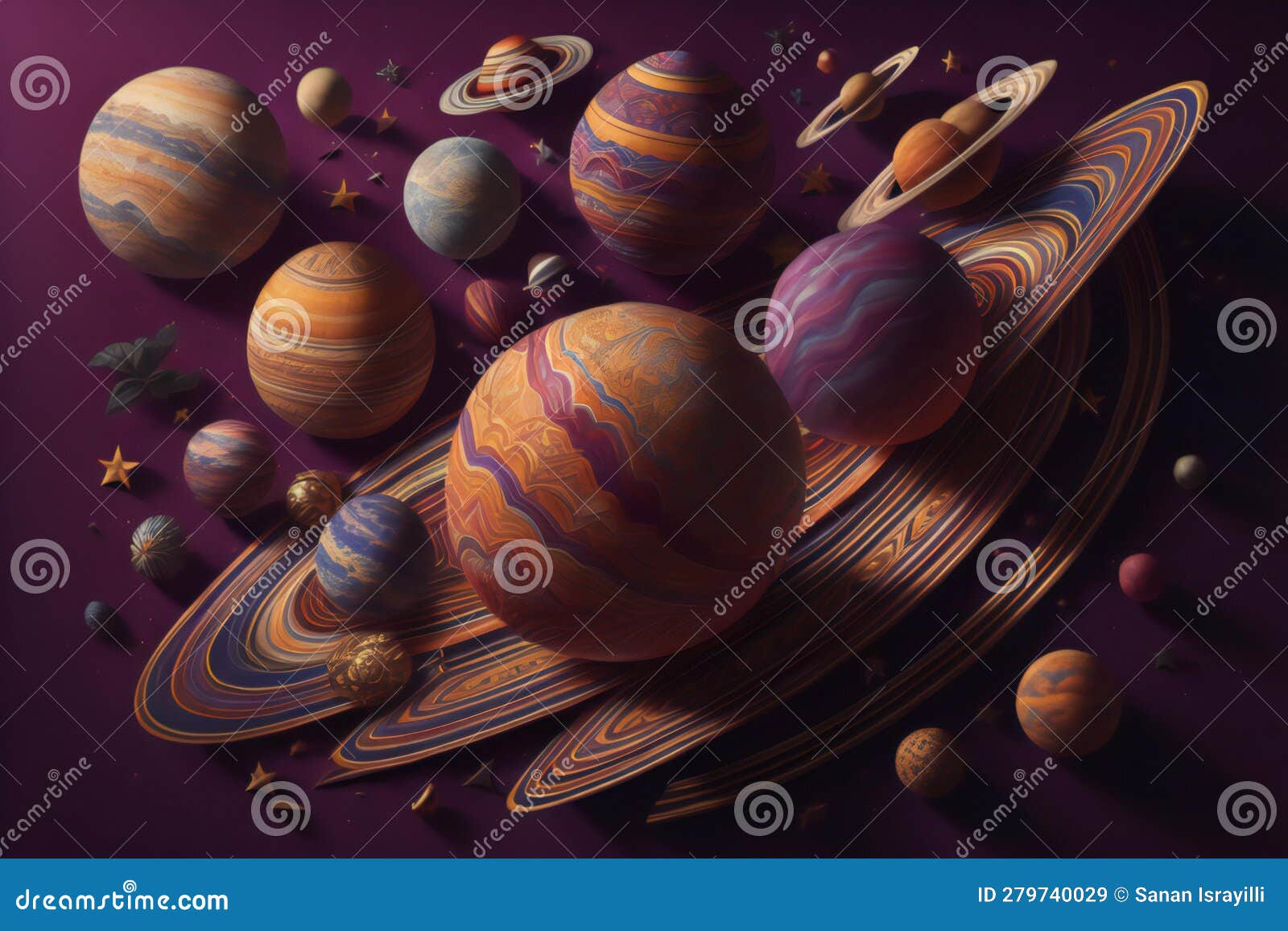 planets in space with stars and planets in background. generative ai