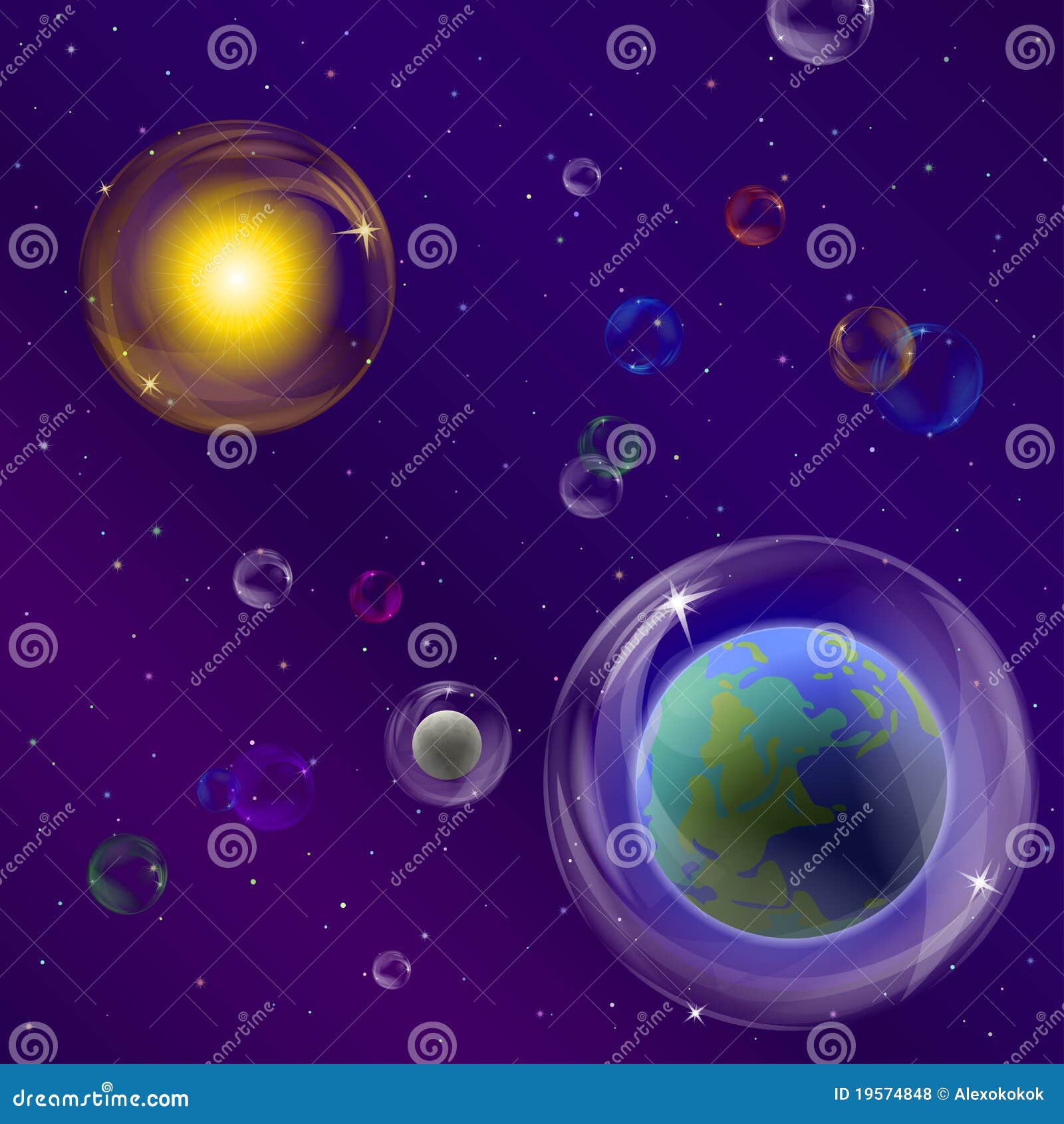 and sun in bubbles stock photo. Image of modern 19574848