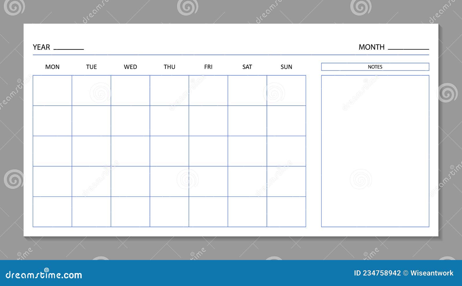 Calendrier vierge gratuit et modèle de planificateur quotidien