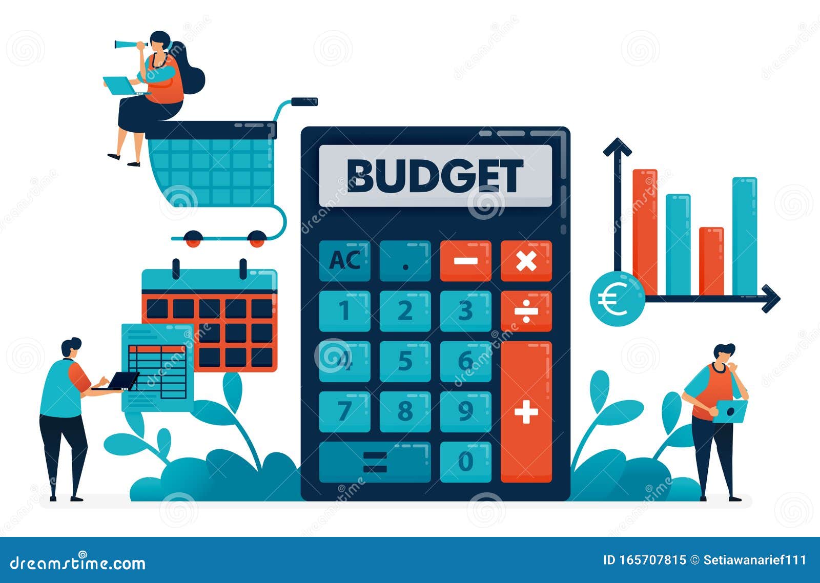 Planification Du Budget Mensuel Pour L'achat Et L'achat, Gestion Du Plan  Financier Avec Calculateur, Logiciel De Conseil Financie Illustration de  Vecteur - Illustration du budget, chariot: 165707815