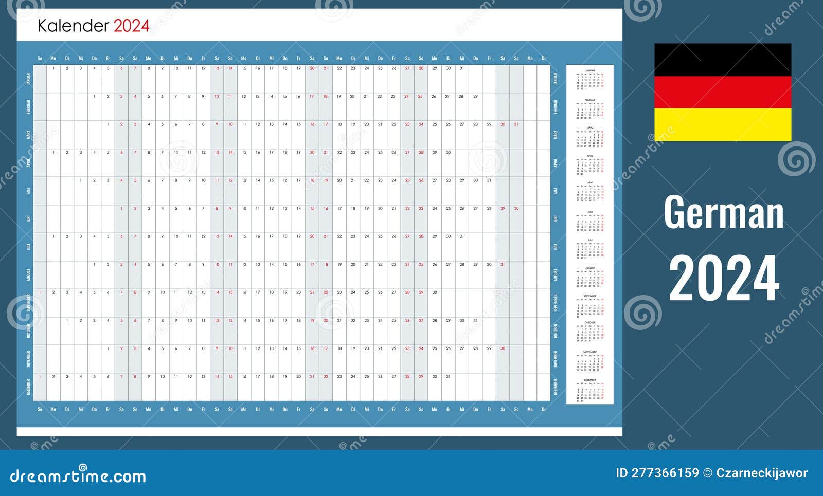 planner calendar for 2024. wall organizer, yearly template.