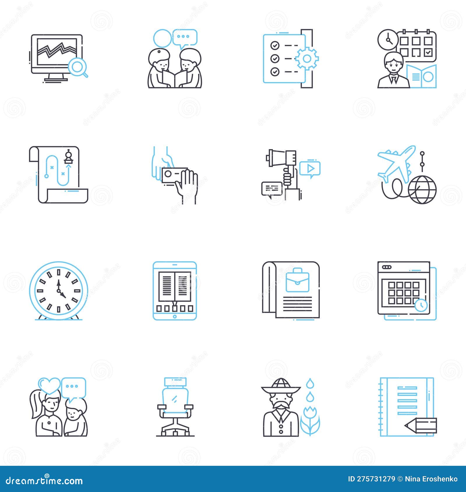 Planner Linear Icons Set. Schedule, Organizer, Agenda, Calendar