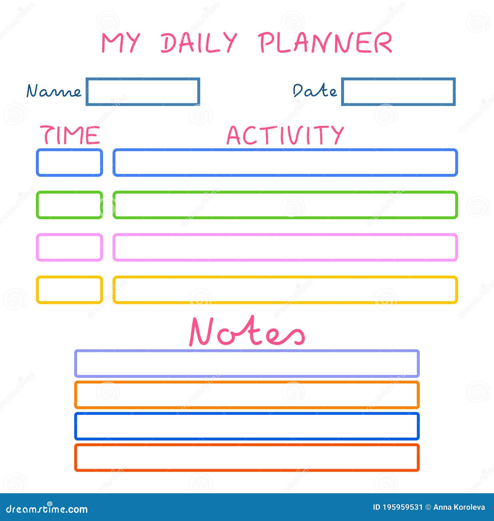 Kids Schedule Design Template. Preschool daily Planner Stock Inside Blank Calendar Template For Kids