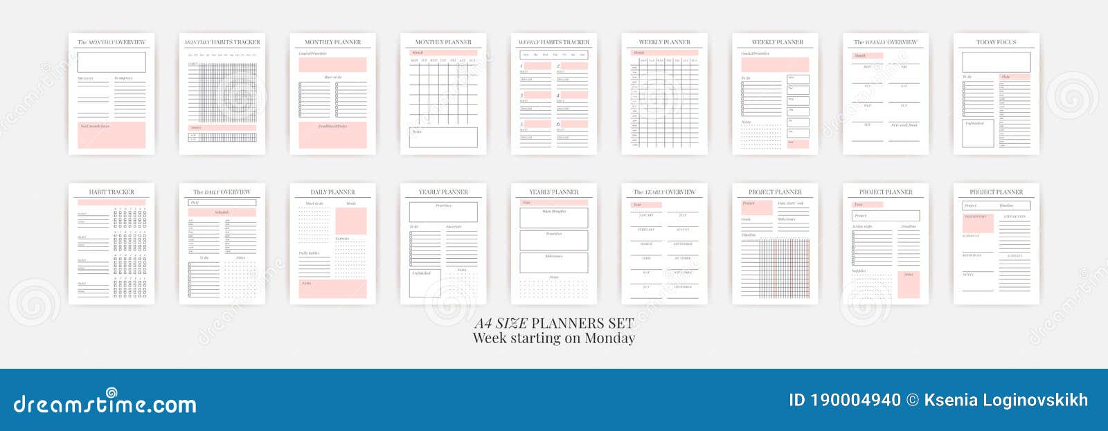 planner sheet . printable vertical notebook page