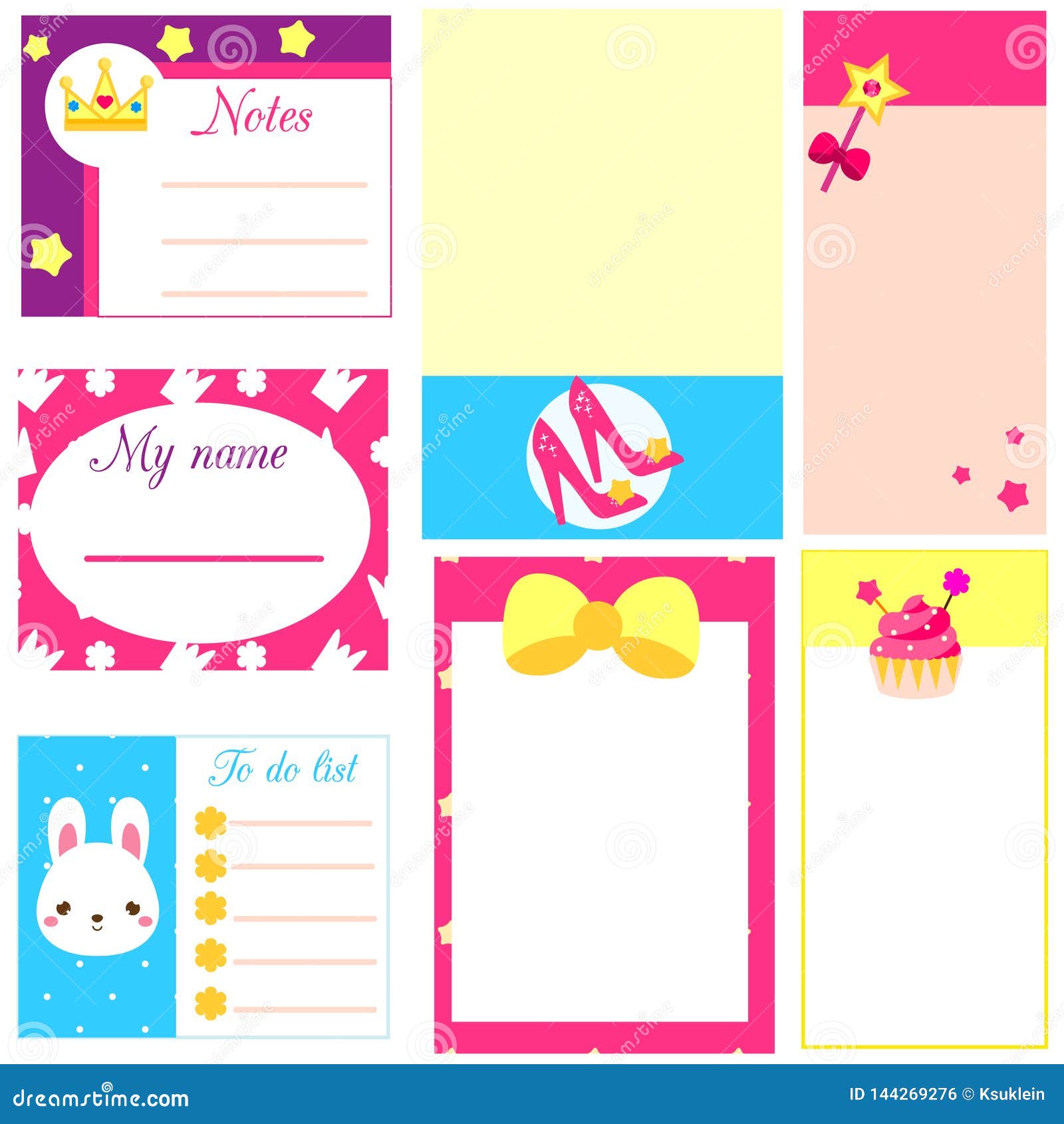Planner Template Fir Girls. To Do Lists, Blanks with Princess Signs