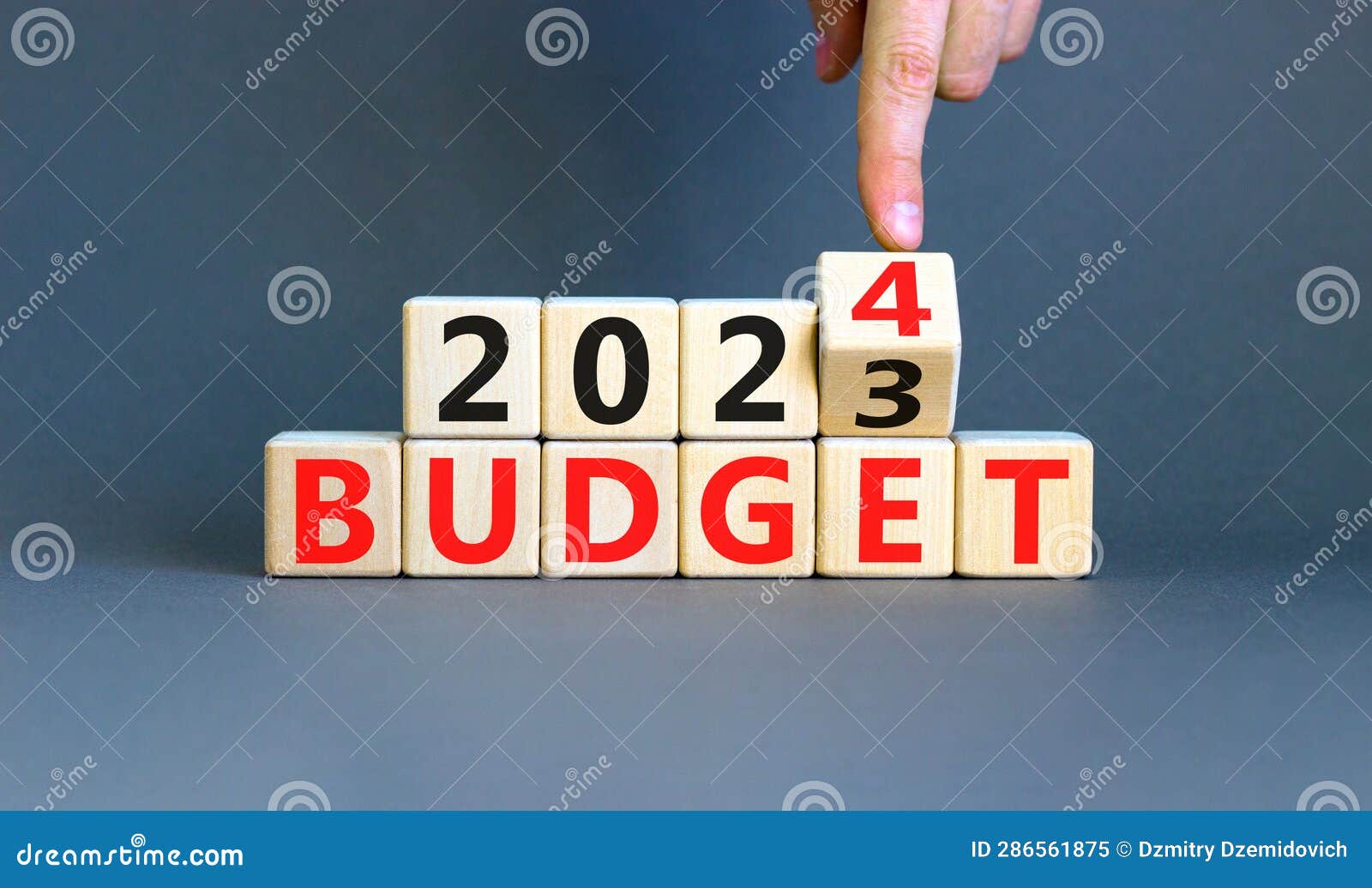 Planning 2024 Budget New Year Symbol. Businessman Turns a Wooden Cube