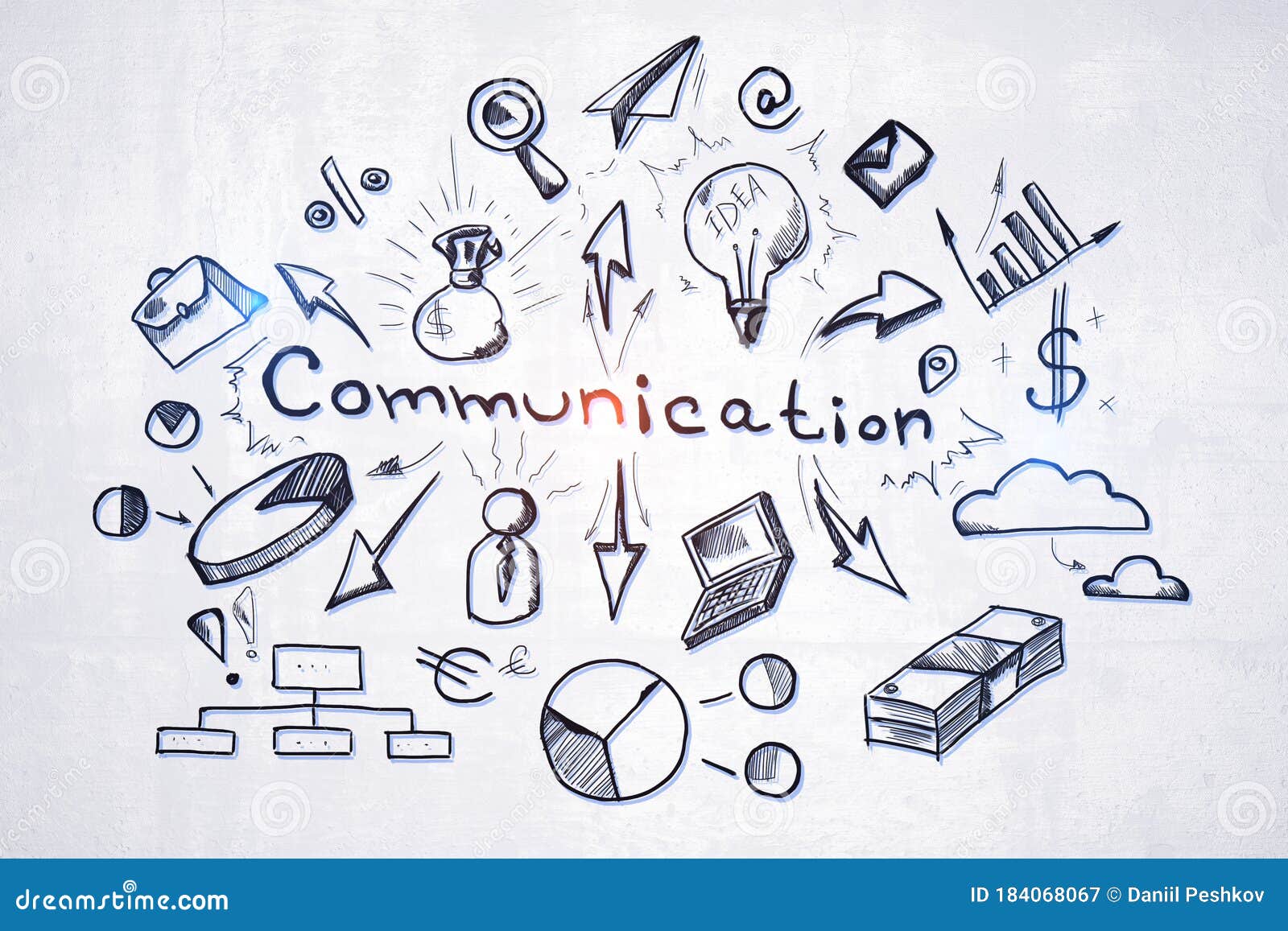Plano De Comunicación De Dibujo Sobre Una Pared De Concreto Stock de  ilustración - Ilustración de logro, seminario: 184068067