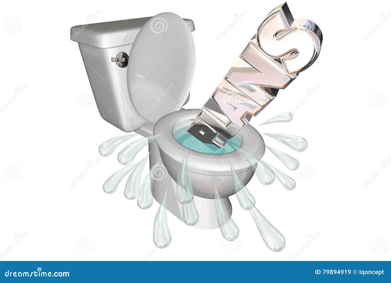 Plans Flushed Down Toilet Failure Word Stock Illustration