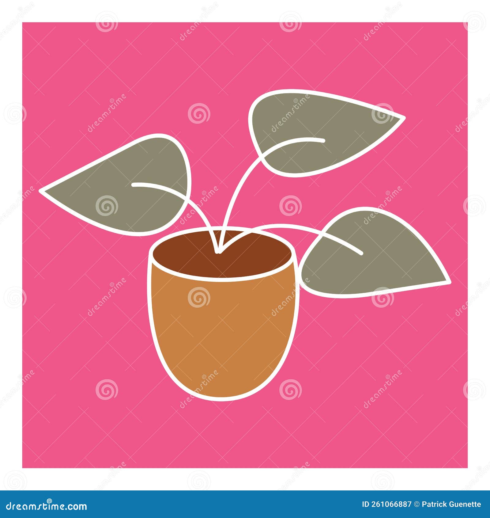 Plant with Big Leaves in a Pot, Icon Stock Vector Illustration of