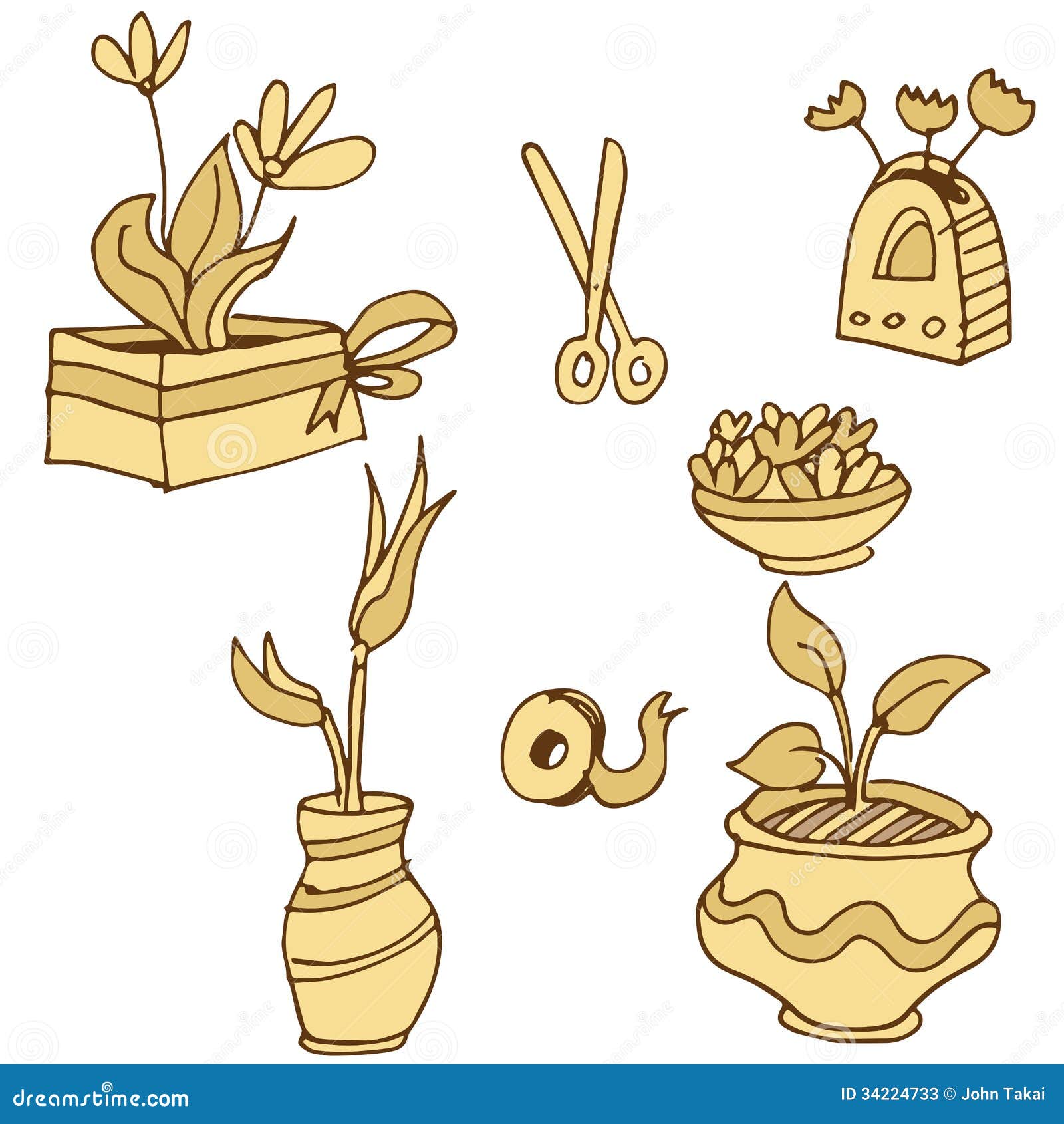 plant containers icon set
