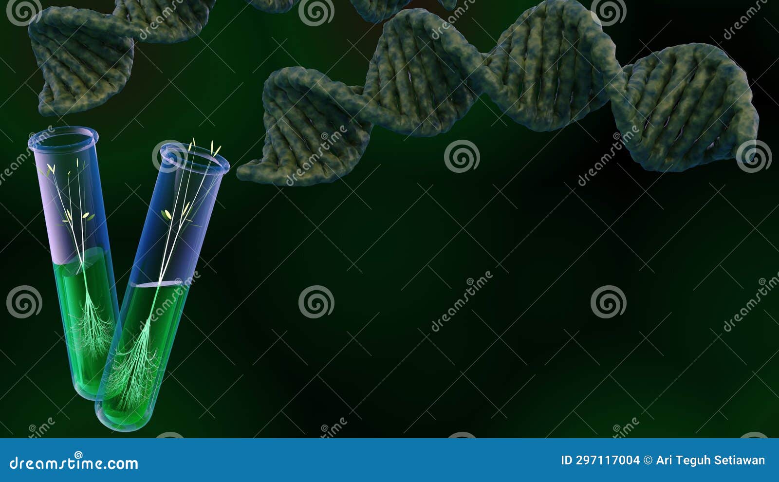 Plant Germination Inside a Test Tube and DNA Helix Stock Illustration