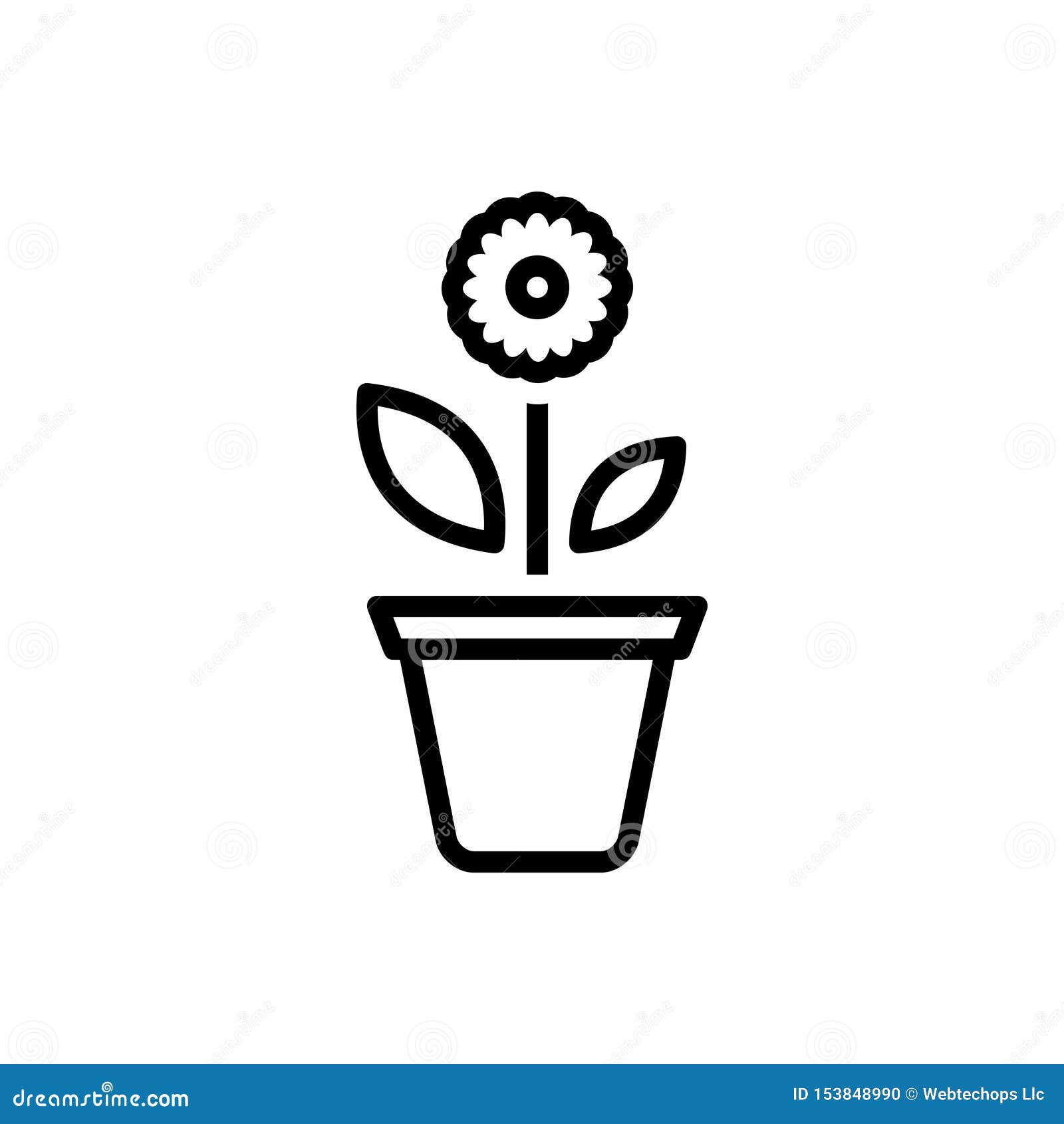black line icon for plant, foliage and greenstuff