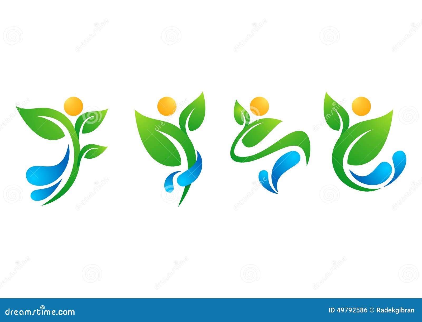 plant, people, water, spring, natural, logo, health, sun, leaf, botany, ecology,  icon set  