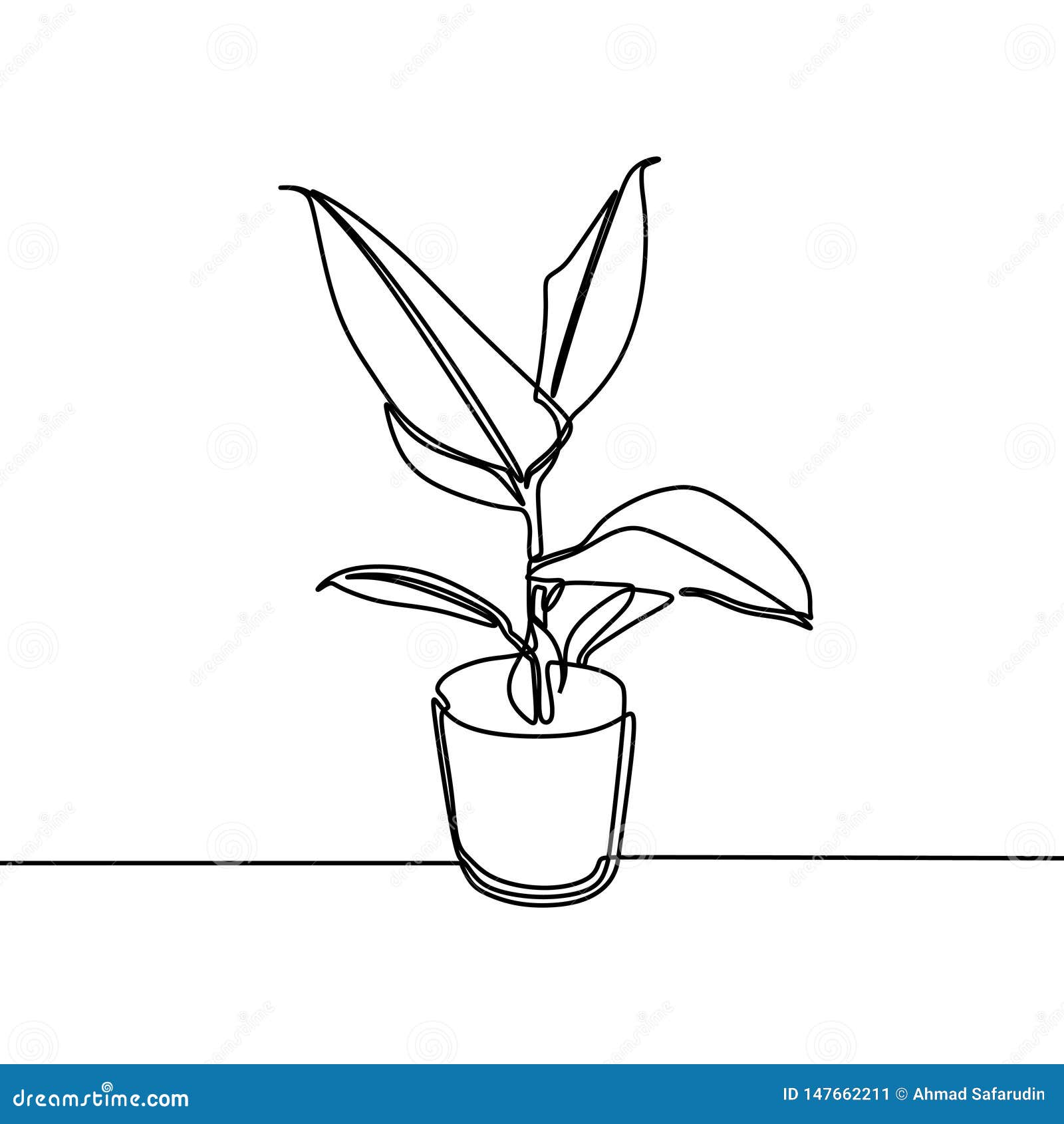 Døds kæbe frugthave bunke Plant on the Pot Continuous One Line Drawing Minimalism Style Stock  Illustration - Illustration of sign, hand: 147662211