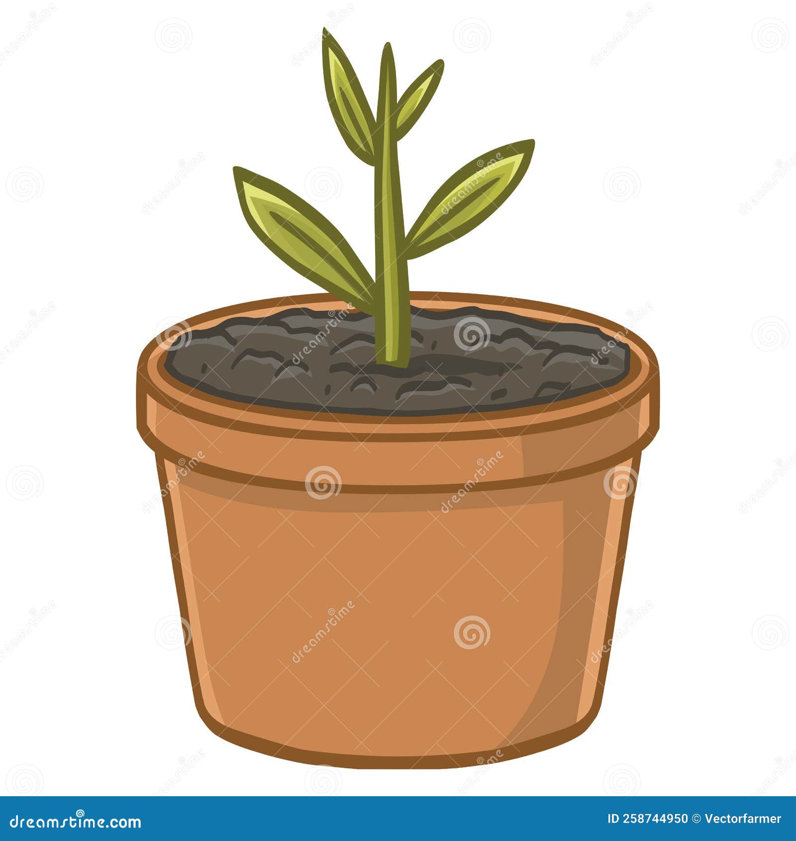 Plant Tree Seed Growing in Pot Drawing Illustration Vector Stock Vector