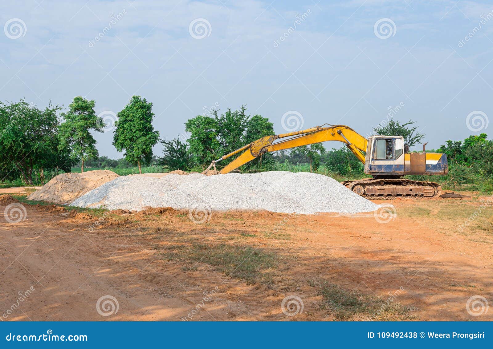 Rural road construction stock photo. Image of indian 109492438