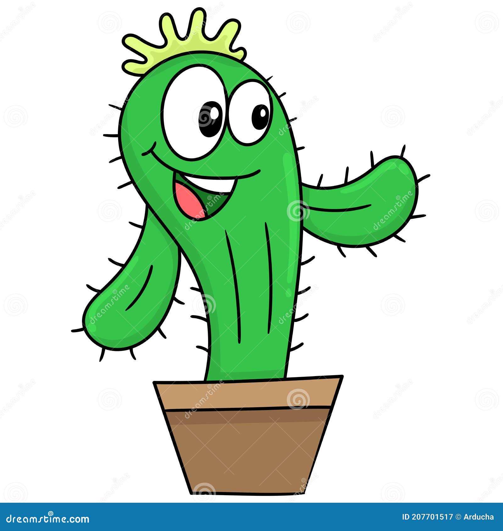 Planta De Cactus Con Cara De Risa Doodle Kawaii. Imagen De Icono De Doodle  Ilustración del Vector - Ilustración de cacto, lindo: 207701517