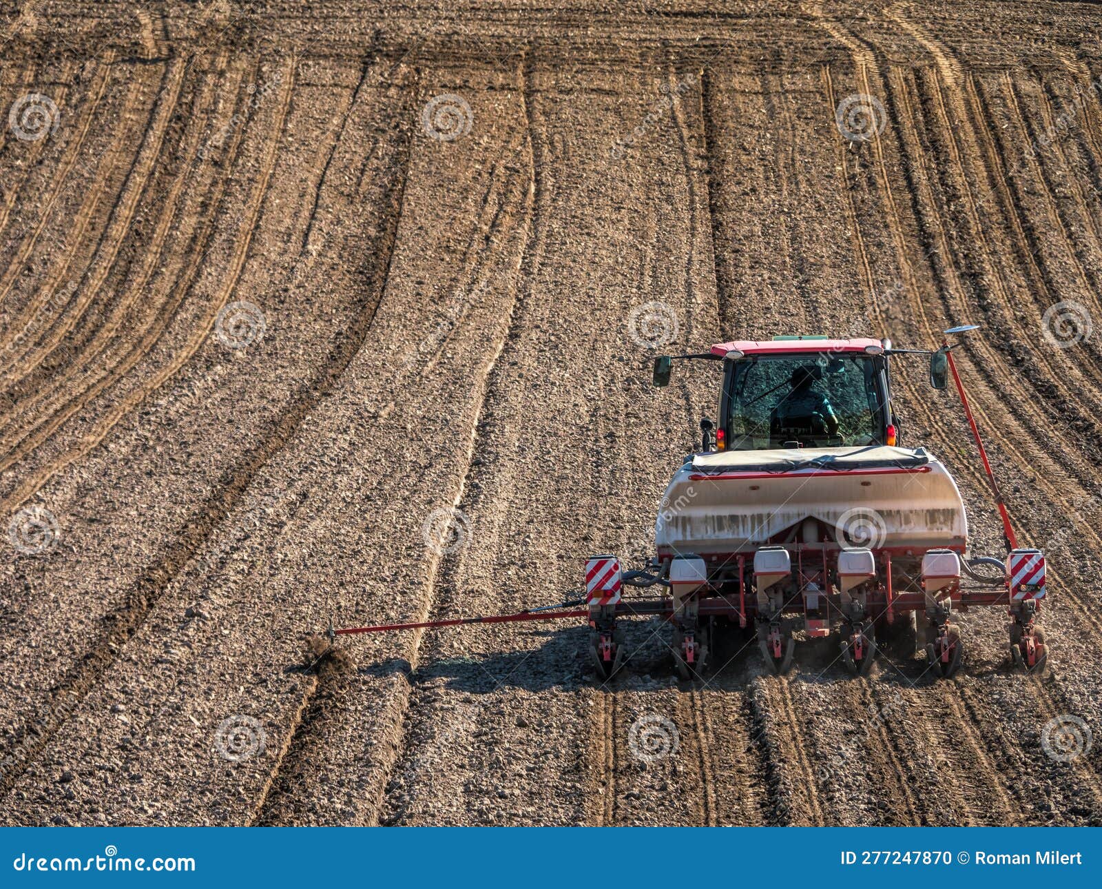 Planter Sowing Arable Field with Corn Seeds Stock Photo Image of