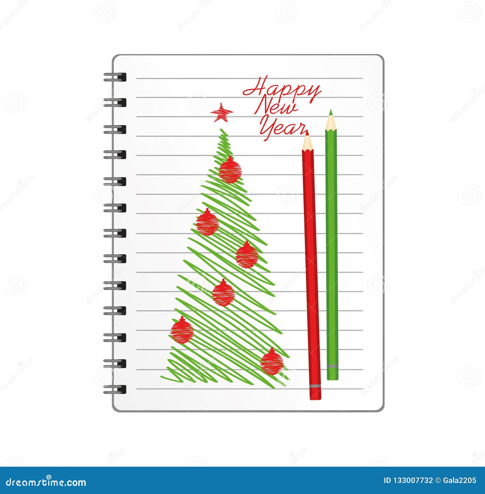 Plantilla Abierta Realista Del Cuaderno Con El árbol De Navidad Y Bola Y  Lápiz Vector En El Fondo Blanco Diario Para El Negocio Ilustración del  Vector - Ilustración de hoja, cuaderno: 133007732