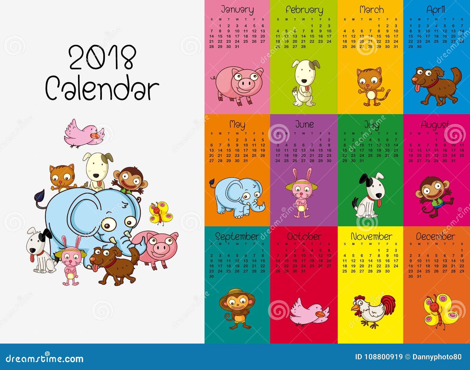Calendario Infantil Elefante 2018 para Imprimir en Argentina Calendario Infantil Elefante 2018 para Imprimir en Argentina