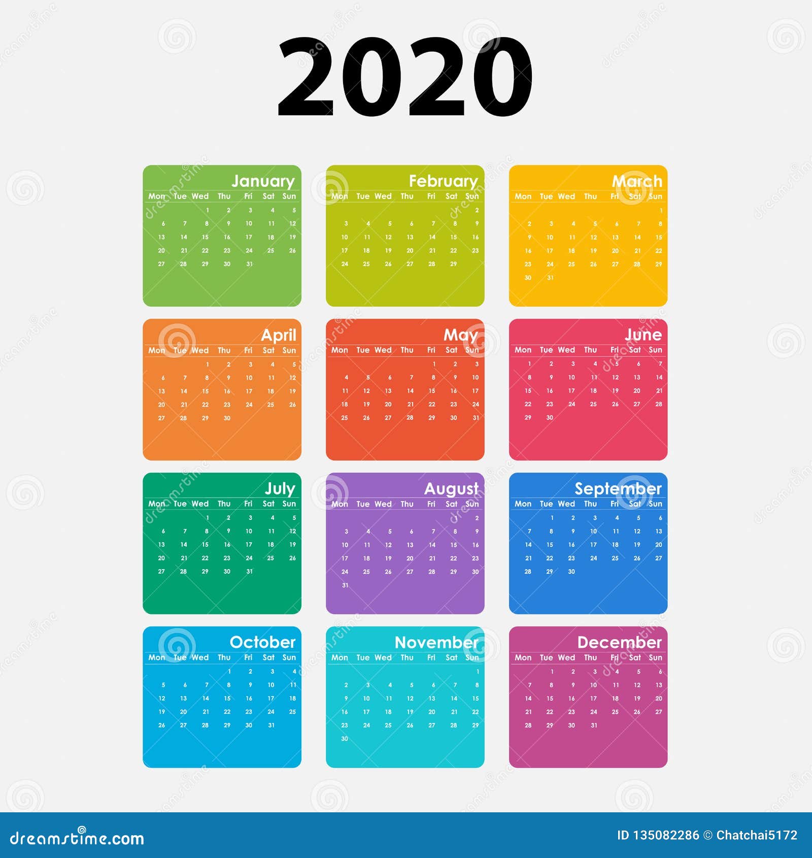 Plantilla De 2020 Calendarios Sistema Del Calendario 2020 De 12 Meses Plantilla Anual De Los Efectos De Escritorio Del Diseno Del Ilustracion Del Vector Ilustracion De Anual Diseno 135082286 calendario de meses en español