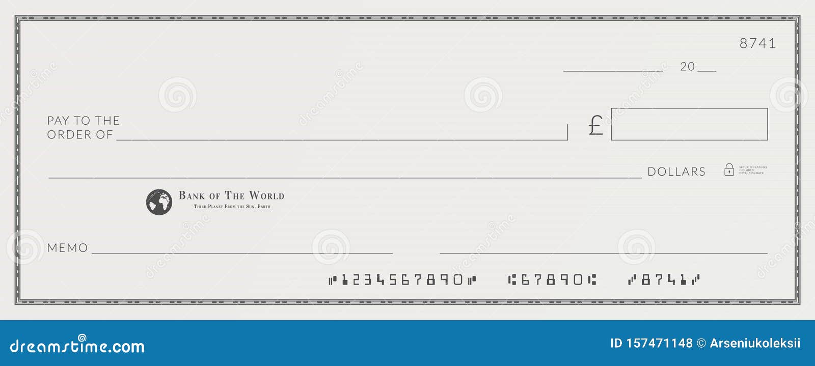 Plantilla De Cheque Bancario En Blanco Ilustración del Vector - Ilustración  de crédito, efectivo: 157471148