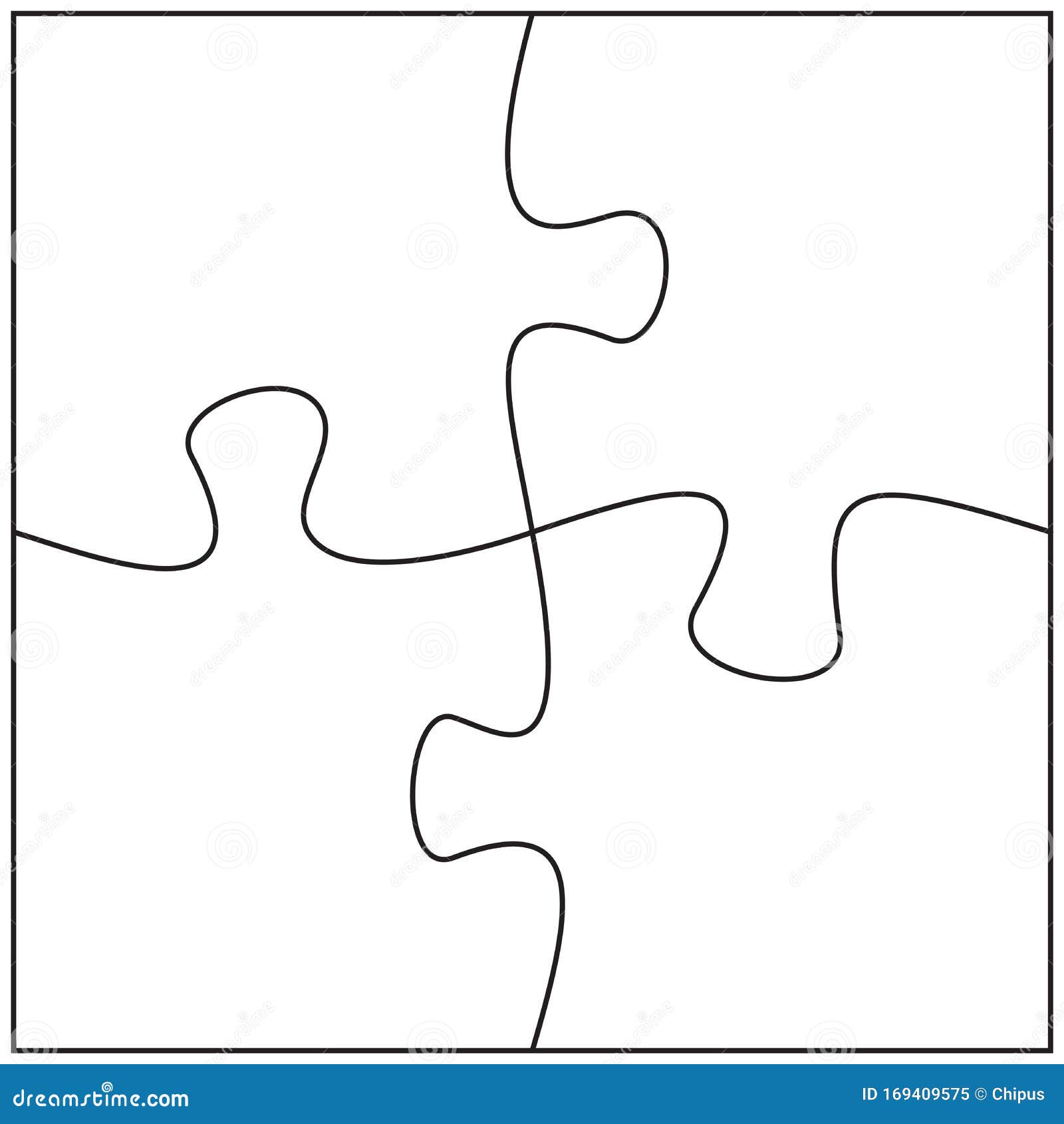 Plantilla De Cuatro Piezas De 4 Piezas De Rompecabezas Conectadas Entre Sí Ilustración del Vector - Ilustración de contexto, juego: 169409575