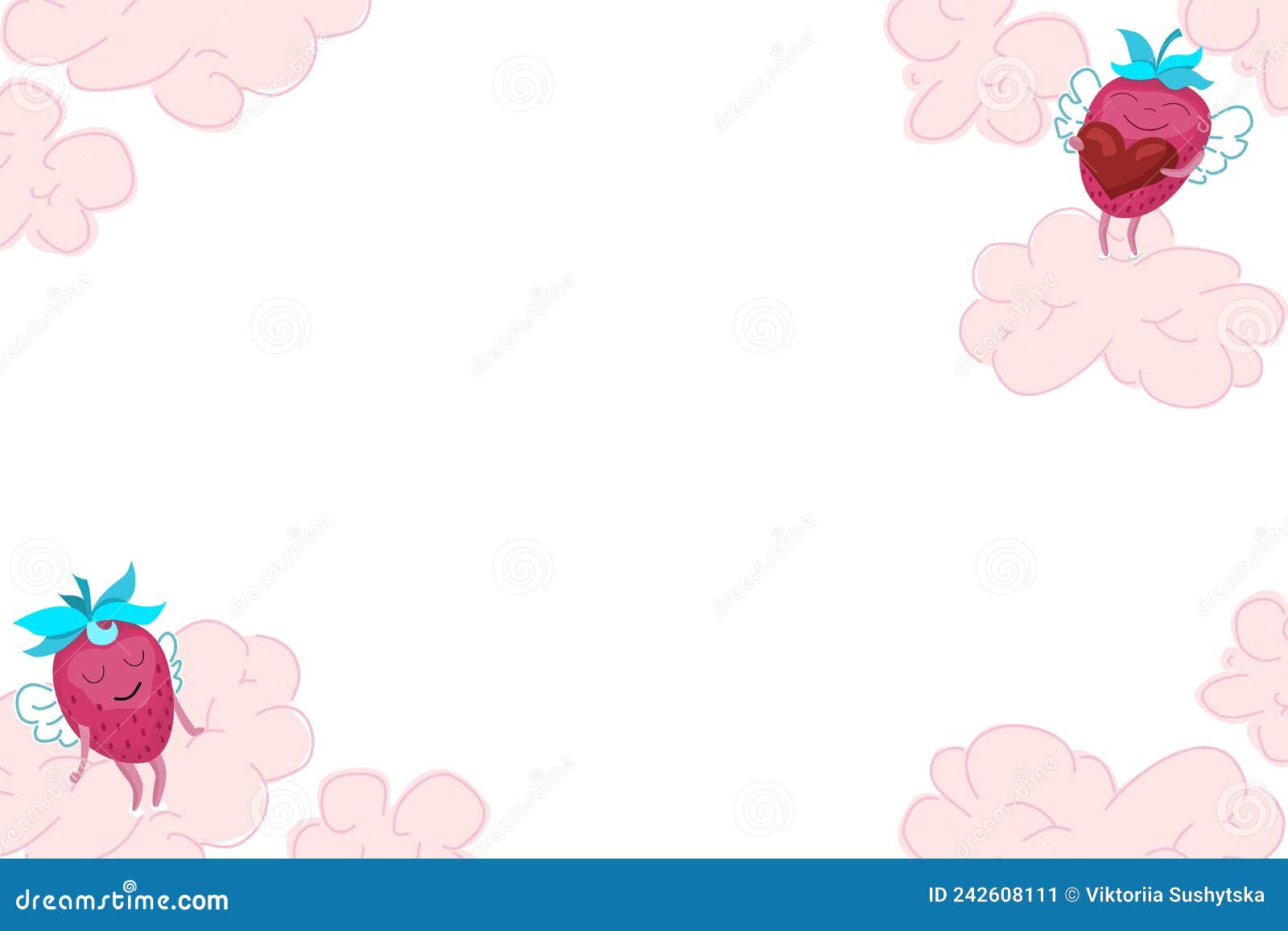 Plantilla De Dibujos Animados Infantiles Para Diploma De Texto. Marco  Vectorial Para Texto Con Fresas De Dibujos Animados Y Nube. Ilustración del  Vector - Ilustración de juego, blanco: 242608111