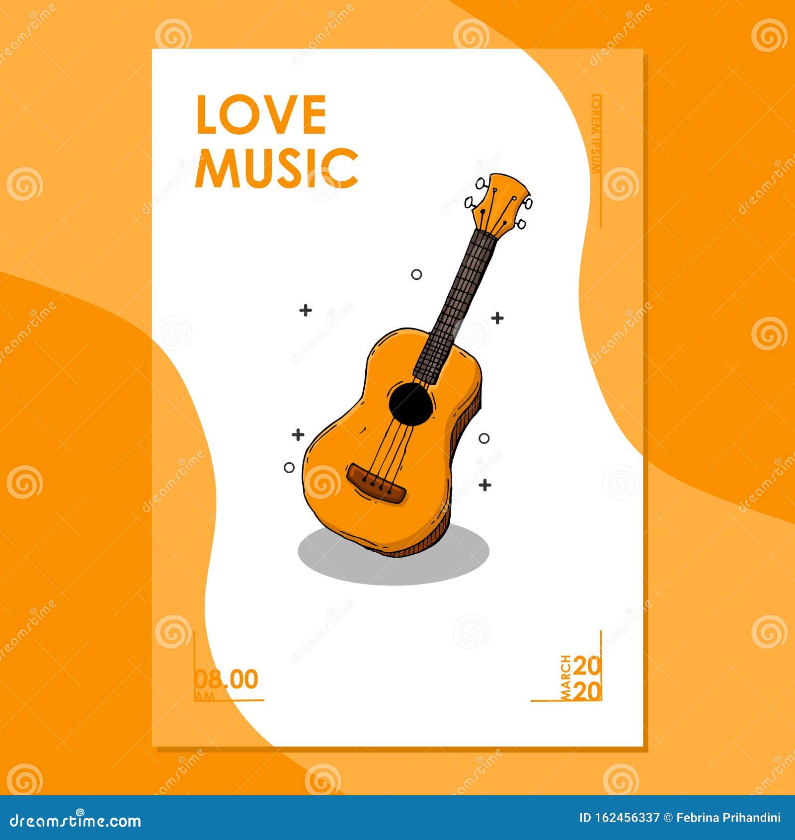 Plantilla De Diseño De Carátulas Y Afiches Con Guitarra Stock de  ilustración - Ilustración de fondo, vivo: 162456337