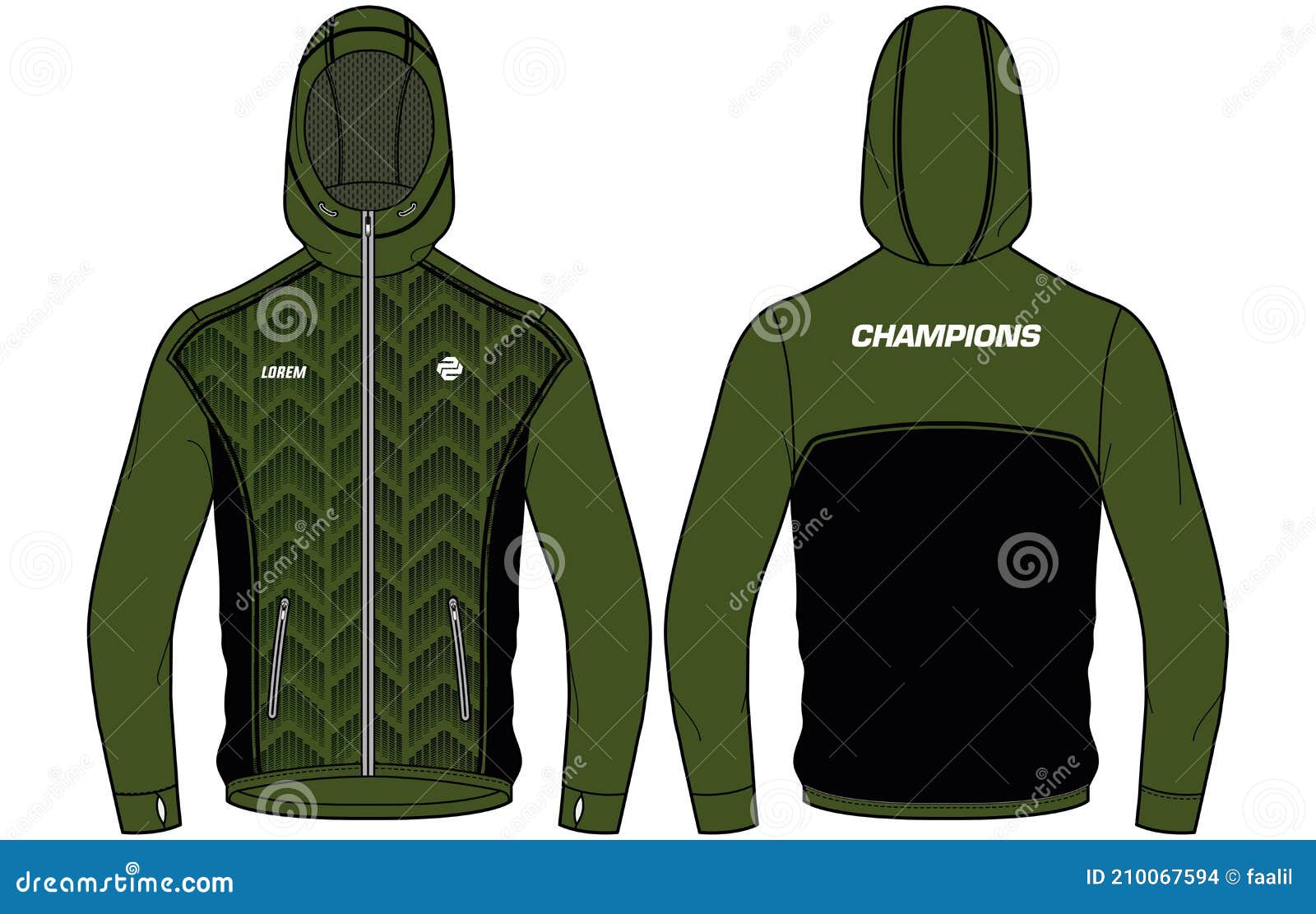 Plantilla De Diseño De Casaca De Larga Para Cascos Deportivos En Chaqueta De Capucha Vectorial Con Chaqueta Invierno Enca Ilustración del Vector Ilustración de vector, manera: 210067594