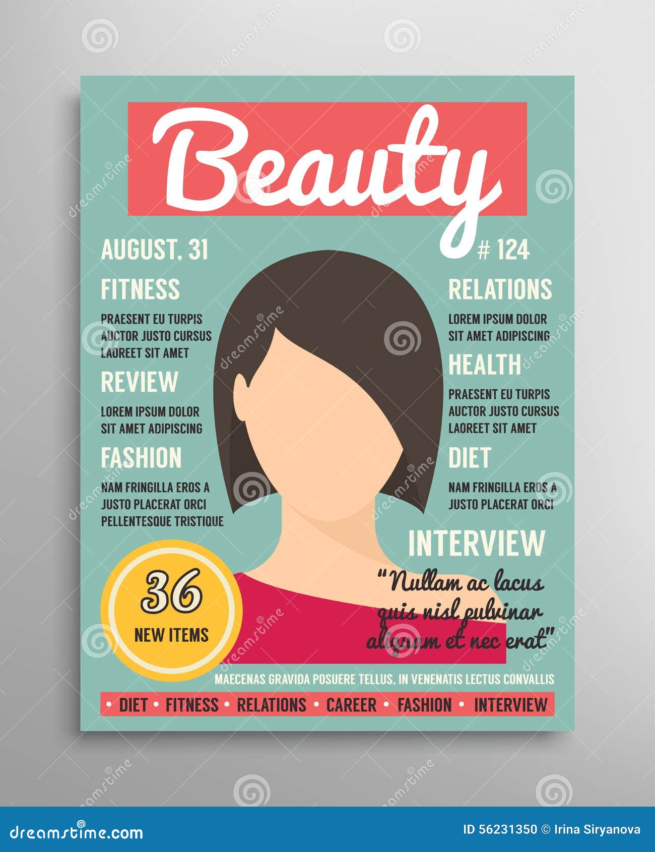 Plantilla De La Portada De Revista Sobre Belleza, La Moda Y La Salud Para  Las Mujeres Ilustración Del Vector Stock de ilustración - Ilustración de  papel, manera: 56231350