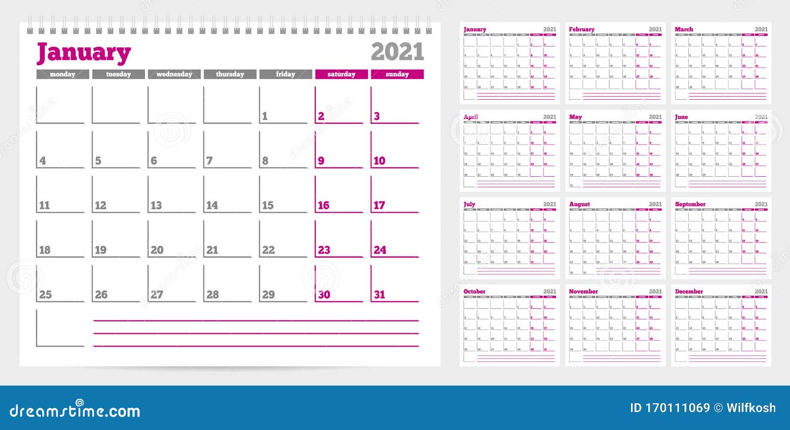 Calendario 2021 Plantilla De Para Imprimir Gratis 