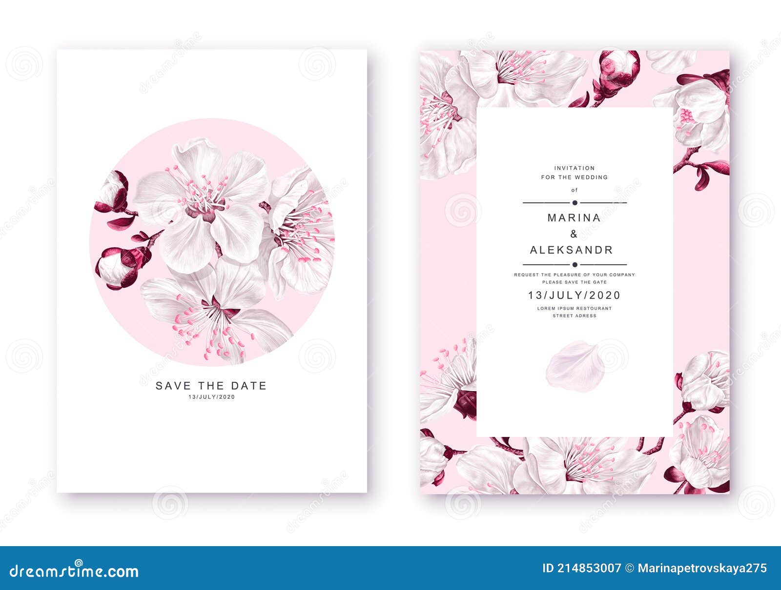 envidia habla Barrio bajo Plantilla De Tarjeta De Invitación De Boda Floral Con Flores De Sakura  Vector Realista En Plantillas Para Invitaciones De Boda Ilustración del  Vector - Ilustración de rosa, tarjetas: 214853007