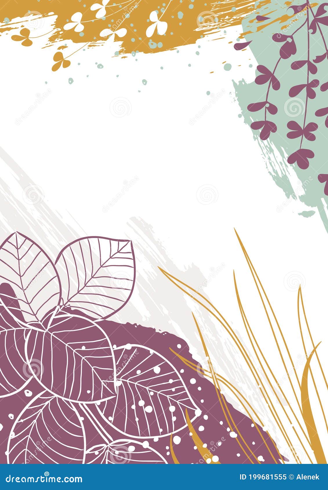 Plantilla De Vector Floral Abstracta Con Formas Orgánicas, Plantas, Hojas  Fondo De Moda Para Afiches, Volantes, Banner, Portada, Ilustración del  Vector - Ilustración de floral, arte: 199681555