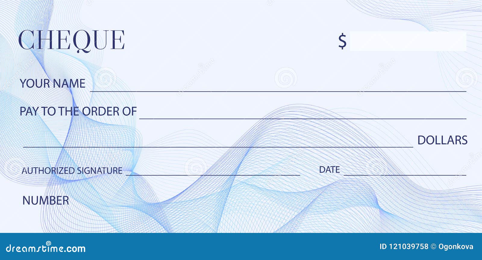 Plantilla Del Control Del Cheque, Plantilla Del Talonario De Cheques Cheque  En Blanco Del Banco Con El Modelo Del Guilloquis Y La Ilustración del  Vector - Ilustración de dinero, blanco: 121039758