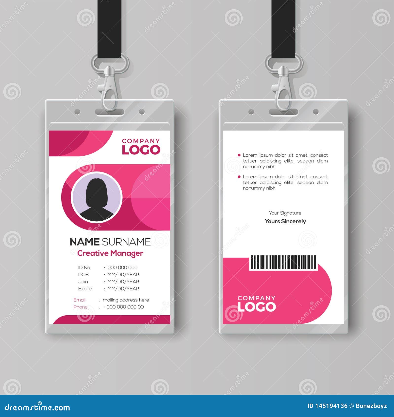 Soporte para tarjeta de identidad Tarjetas de identificación ALG color rosa