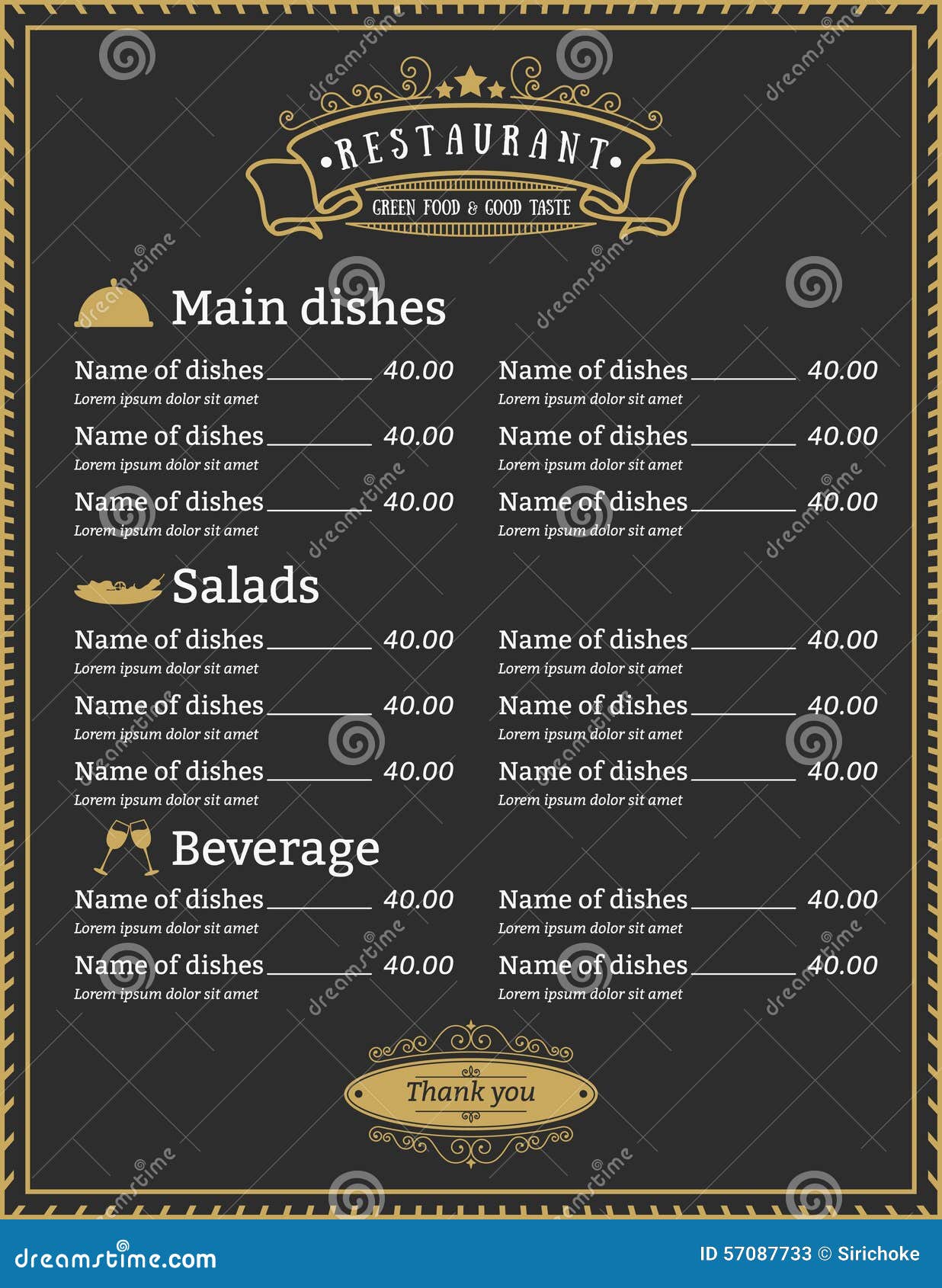 Menus Elegantes De Restaurantes Plantilla Elegante Del Menú Del Restaurante Ilustración del Vector - Ilustración de platos, cocinero: 57087733