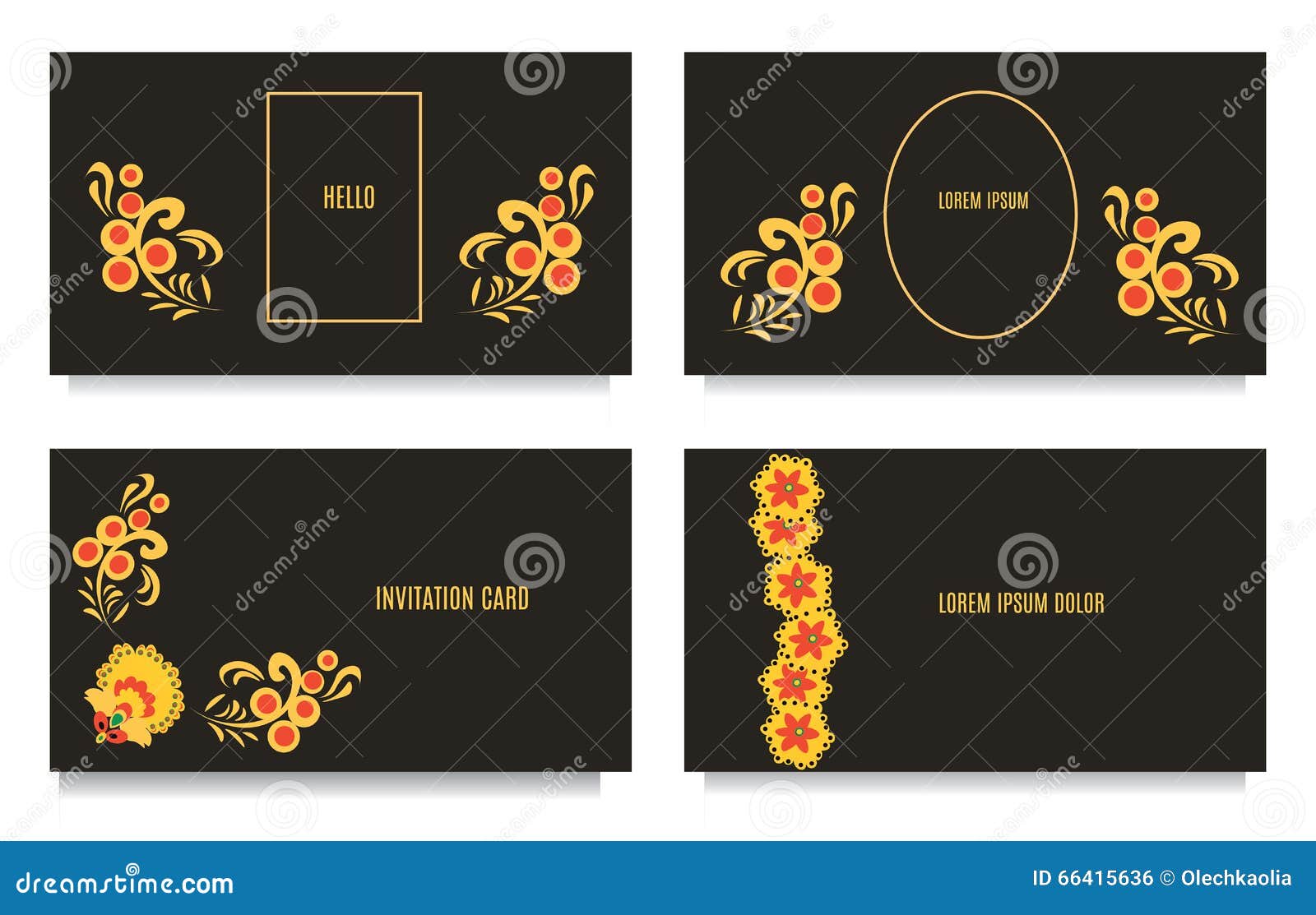 Plantillas Decorativas Para Las Invitaciones, El Saludo, Las Tarjetas De La  Visita Y Los Vales En El Estilo Floral Del Khokhloma Ilustración del Vector  - Ilustración de antigüedad, ornamental: 66415636