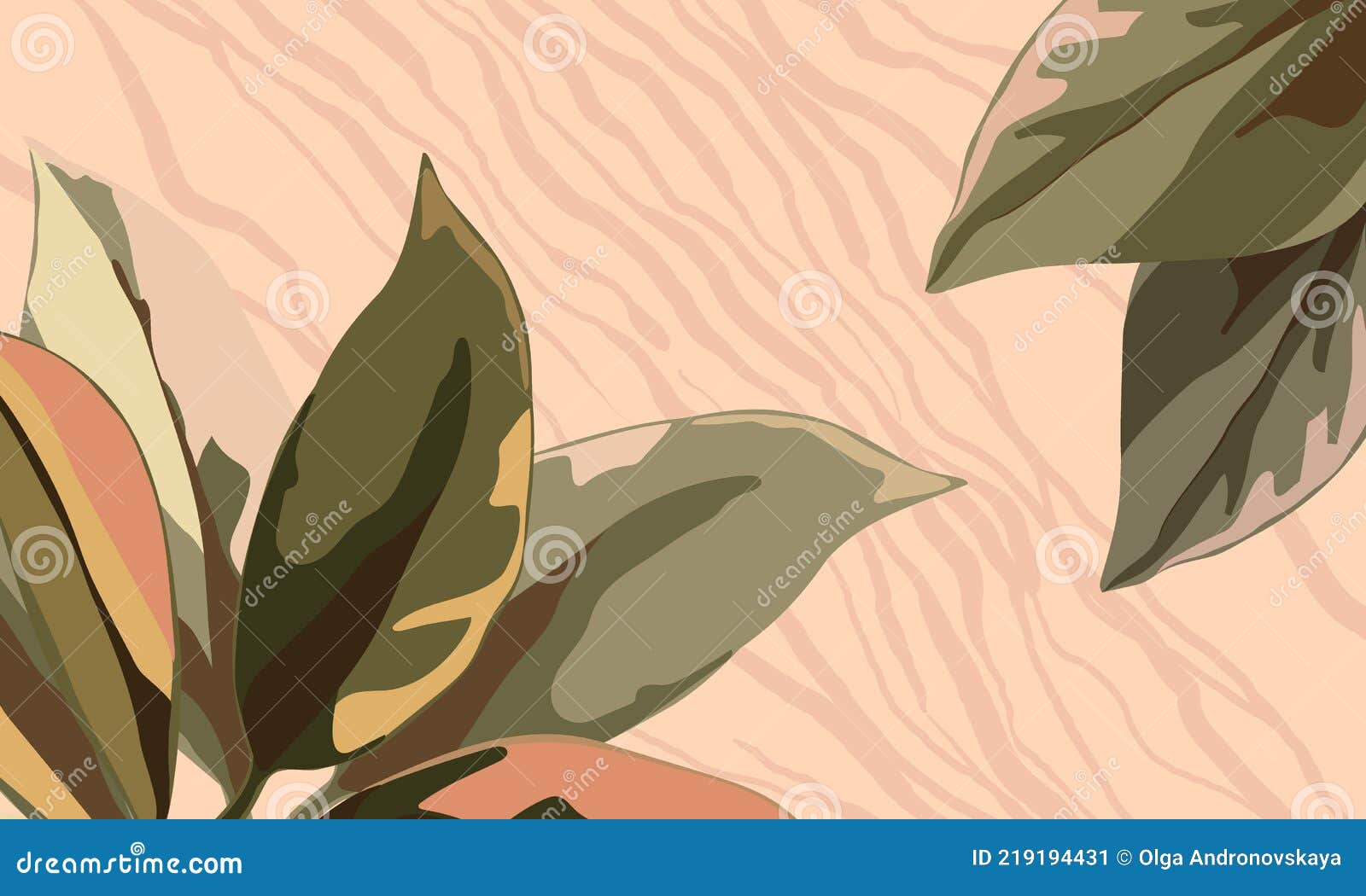 Plantillas Para Portadas De Póster Con Patrones Naturales Y Botánicos  Abstractos. Hojas Grandes Multicolores Verde Y Rosa. Ilustración del Vector  - Ilustración de floral, ornamento: 219194431