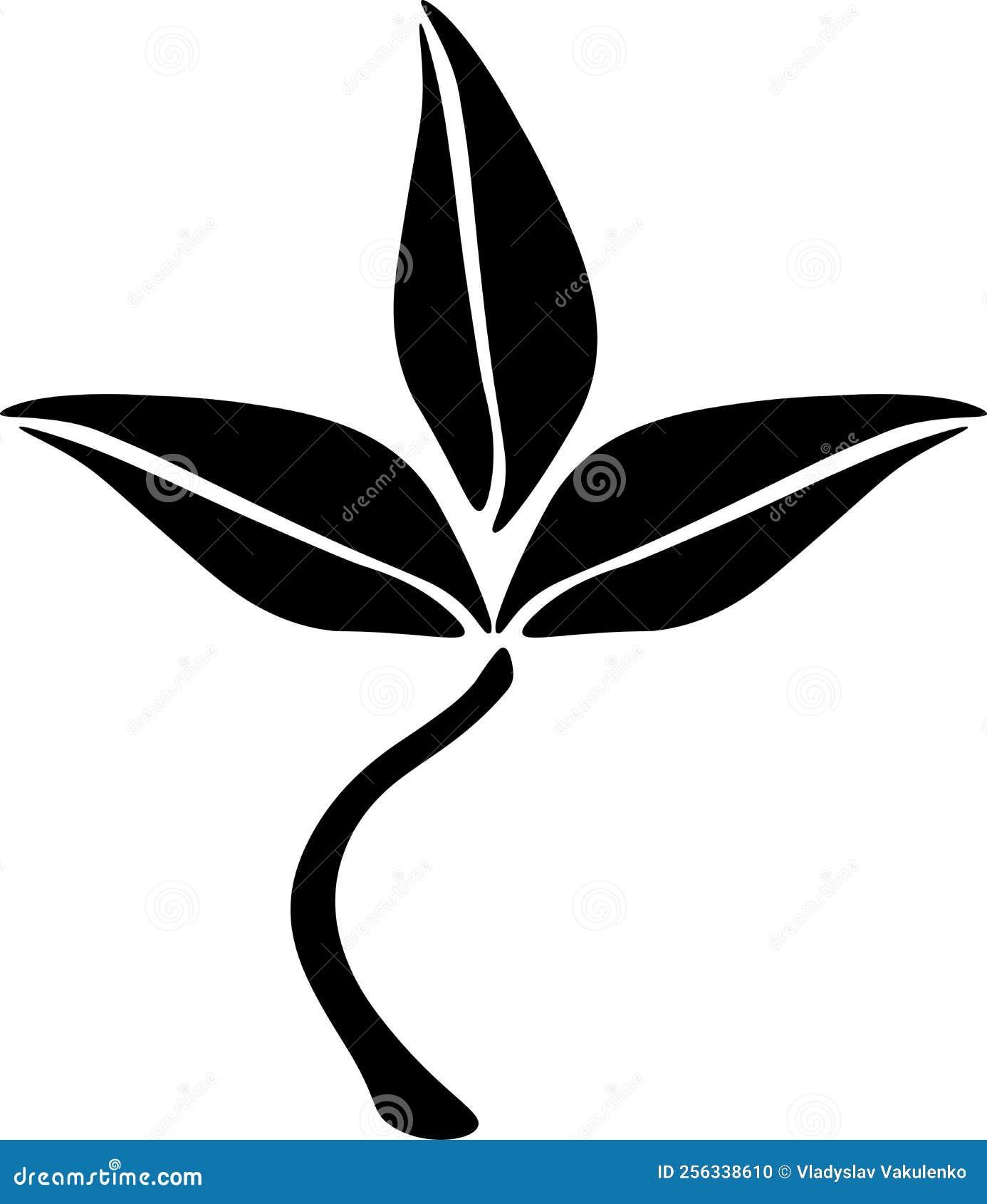 Plants Vector Stencil, Black and White Stock Vector Illustration of