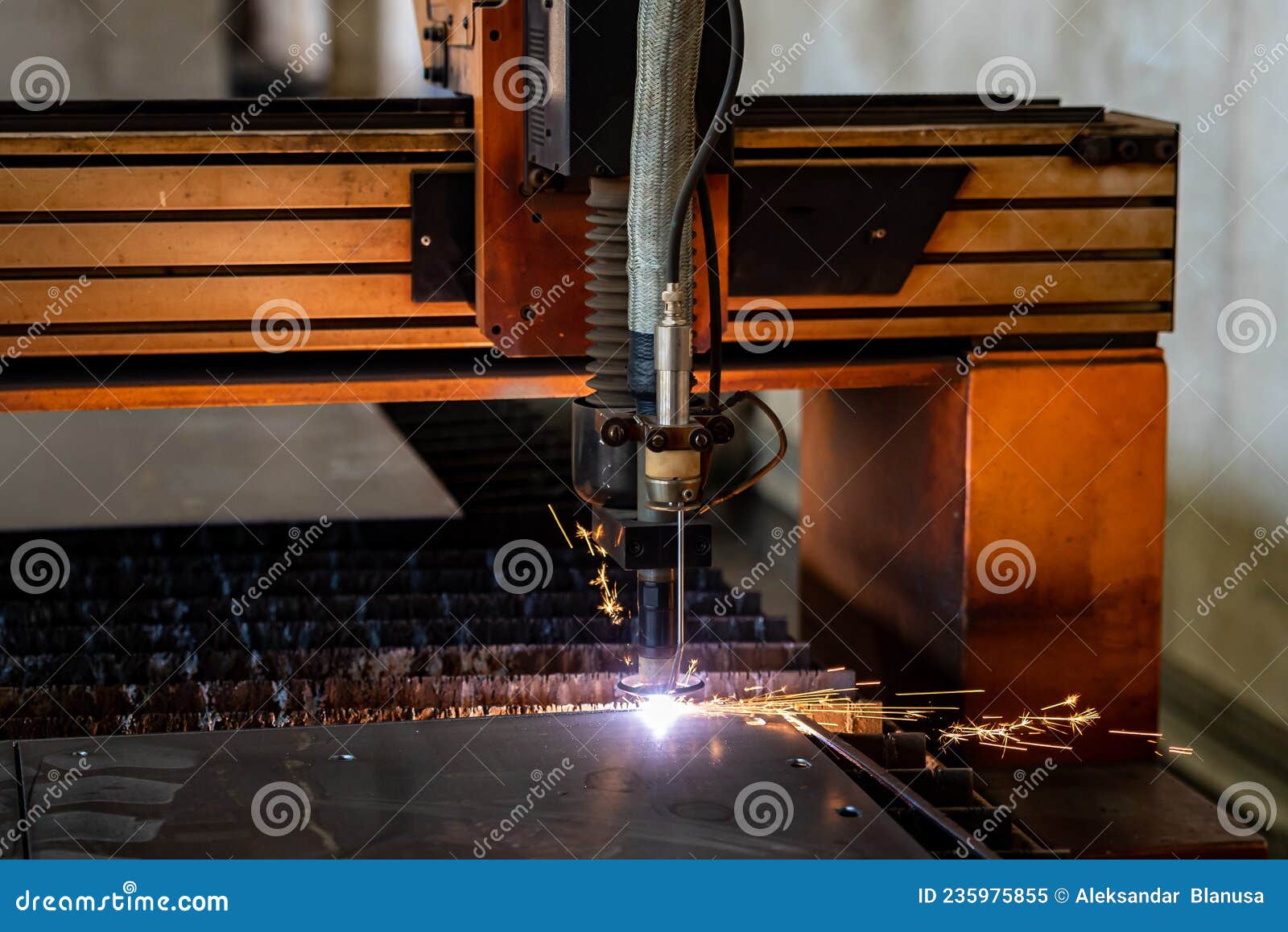 Plasma Steel Cutting in the Machine Industry Stock Image Image of