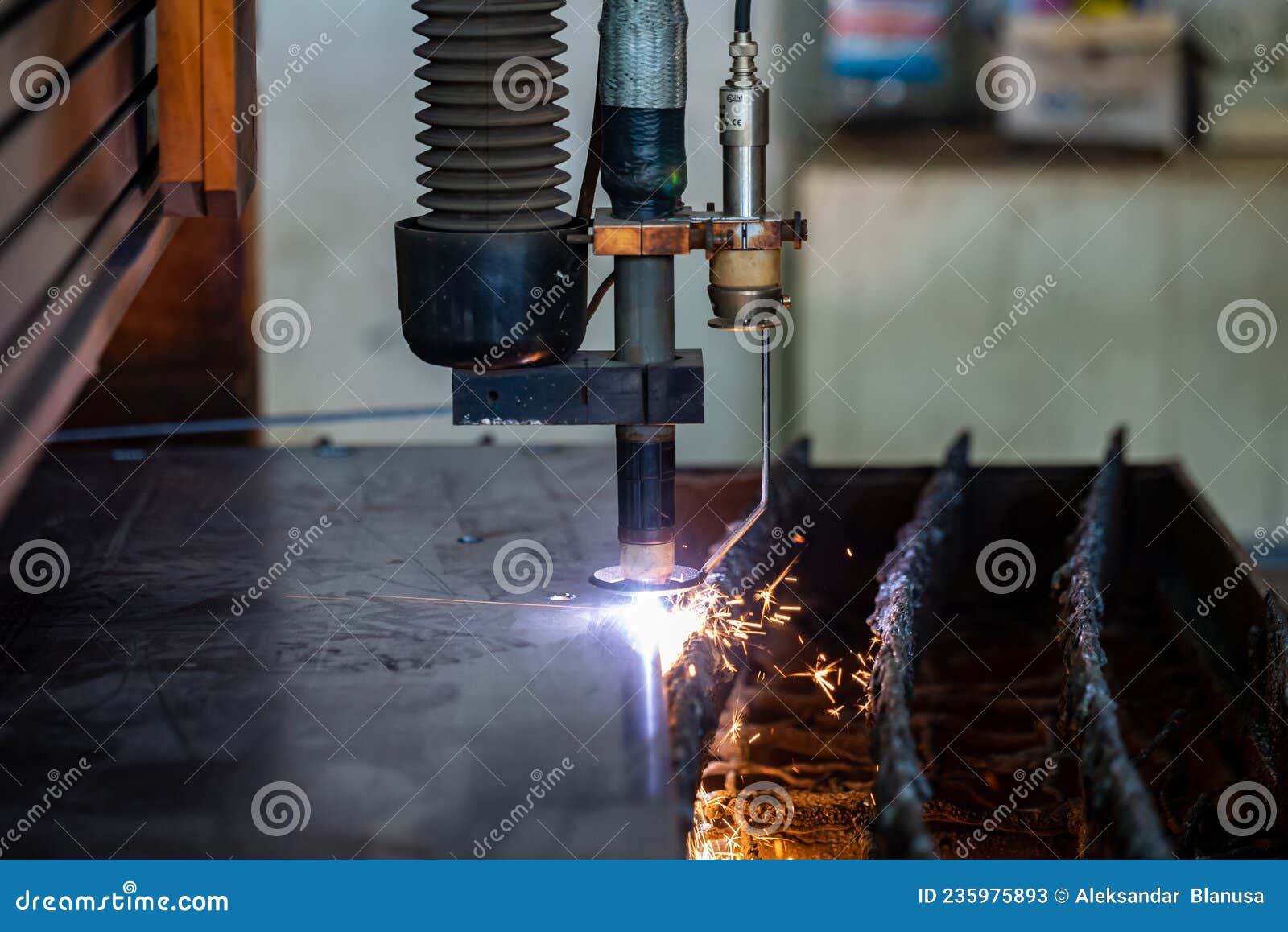 Plasma Steel Cutting in the Machine Industry Stock Image Image of