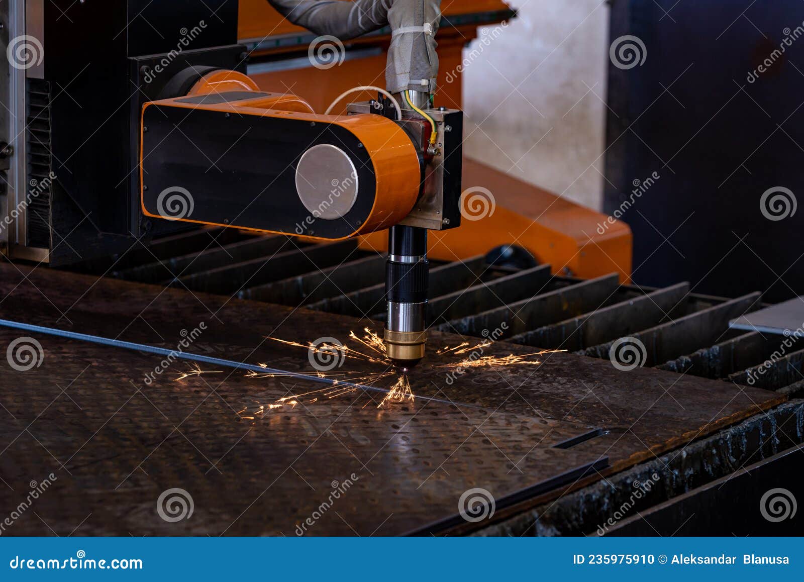 Plasma Steel Cutting in the Machine Industry Stock Photo Image of
