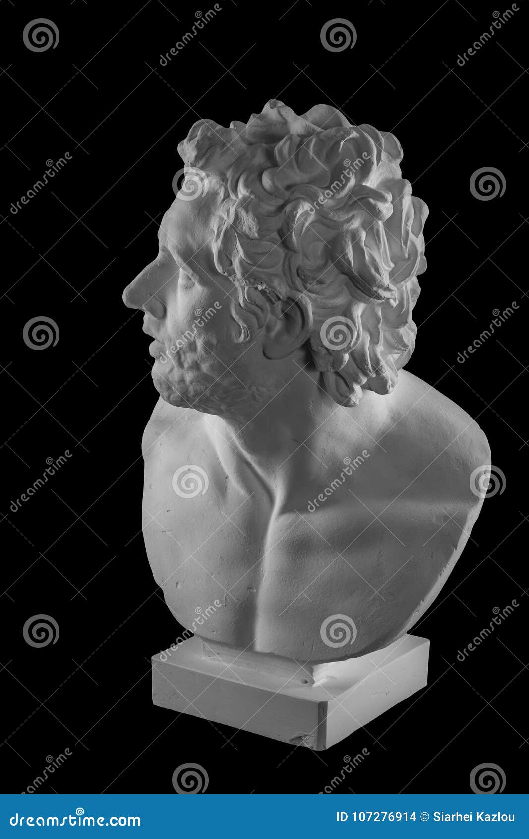 Plaster Bust Sculpture Portrait of a Man with a Beard Stock Photo