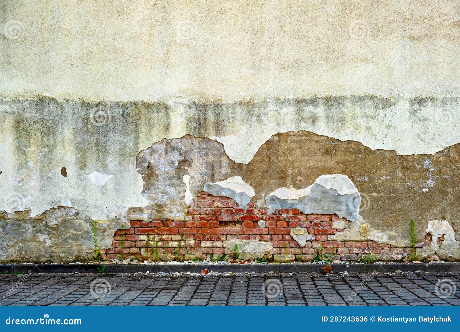 Plaster Flying Off the Old Brick Wall Stock Photo Image of broken