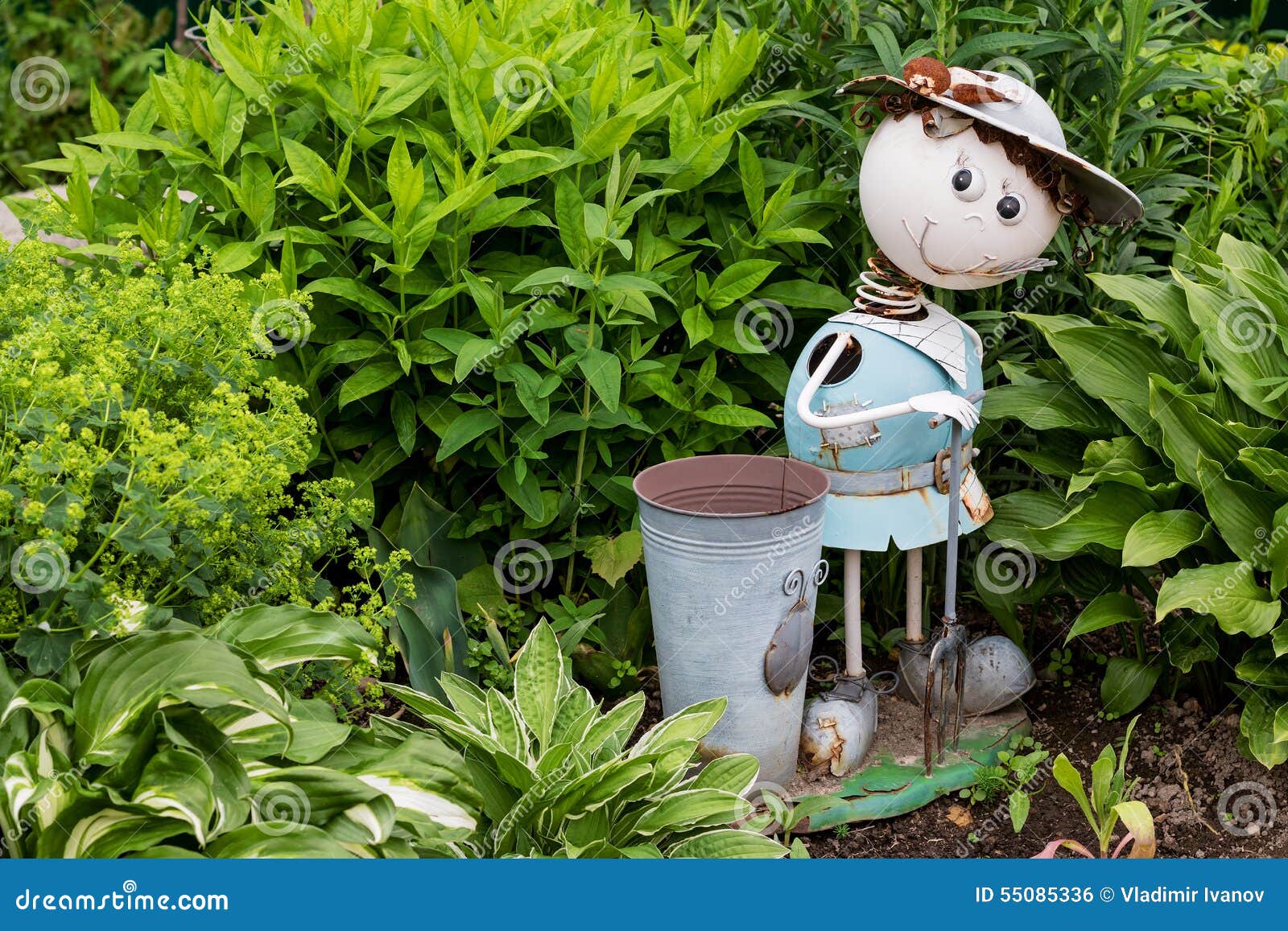 Plaster Sculptures of Assistants in a Garden Stock Photo Image of
