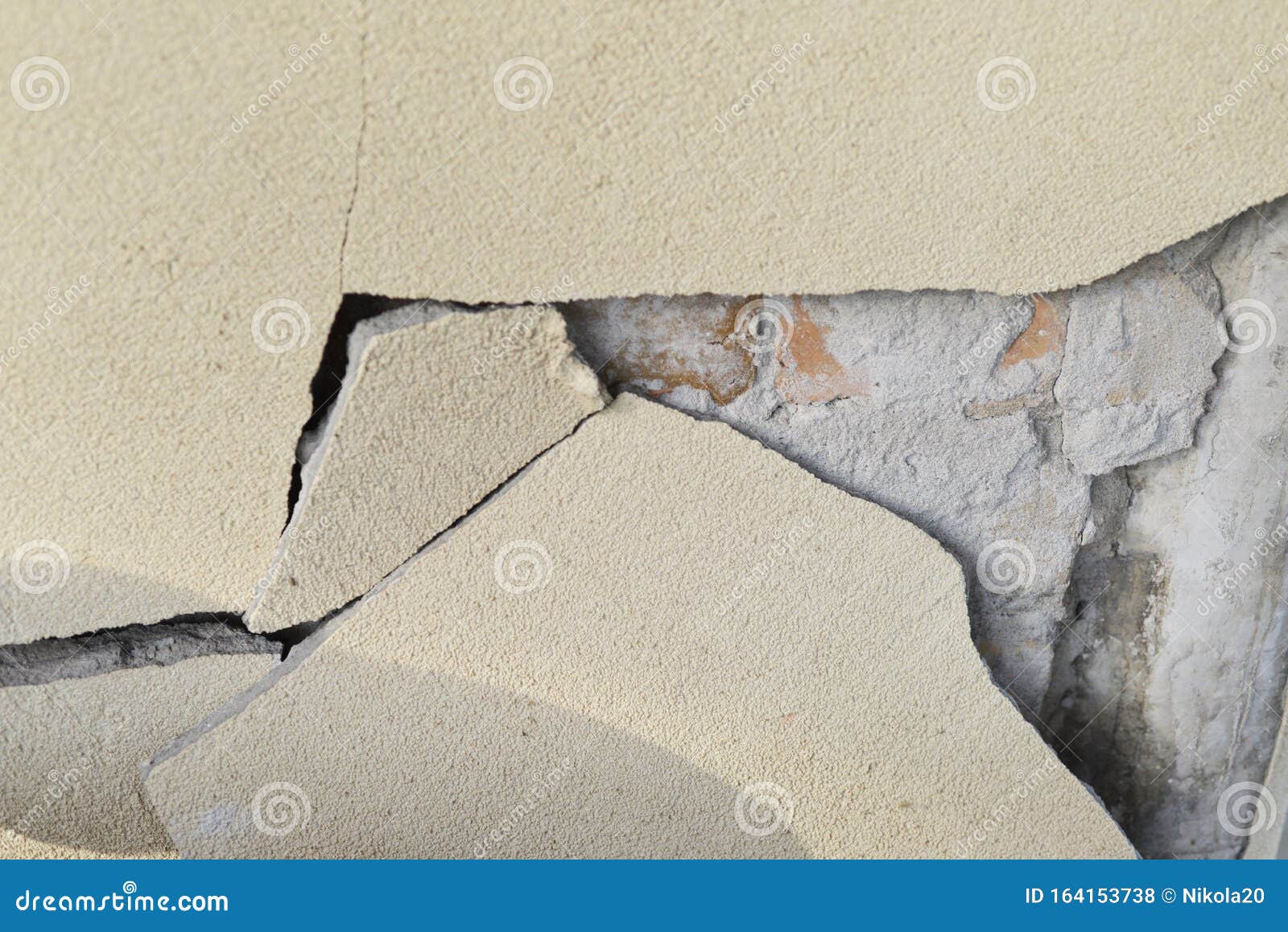 Plaster Wall with Cracks. Building Requiring Repair Stock Photo Image