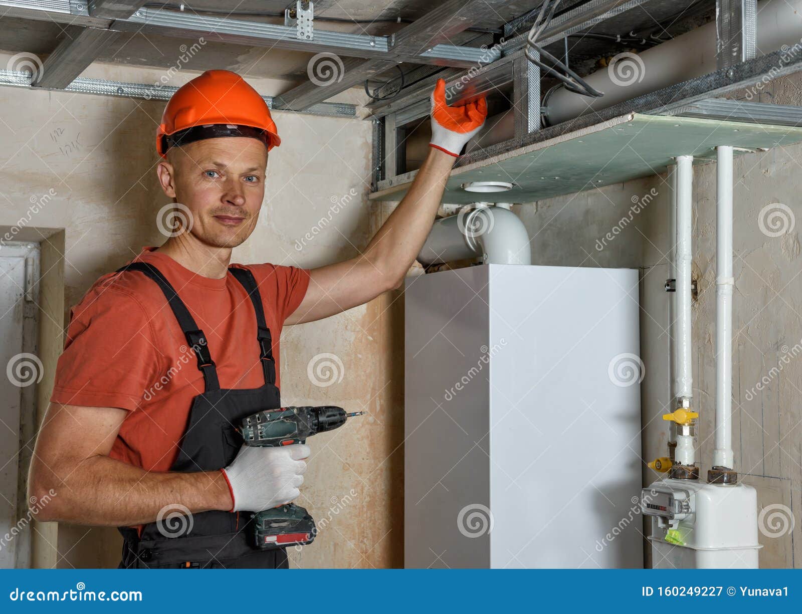 Plasterboard Installation On The Ceiling Stock Image Image Of